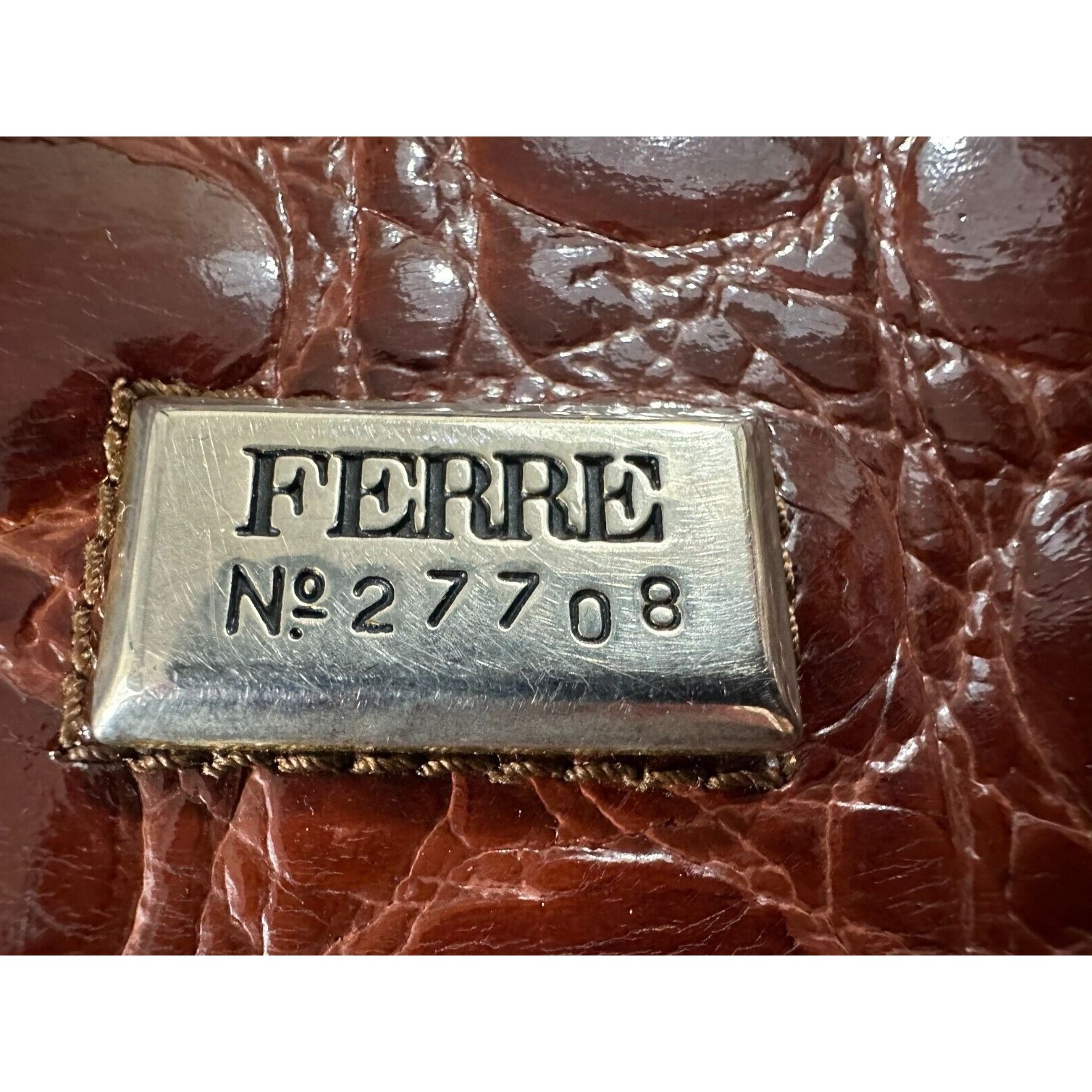 Gianfranco Ferre Gianfranco Ferre Brown Leather Crocodile Shoulder Bag Handba Size ONE SIZE - 3 Thumbnail