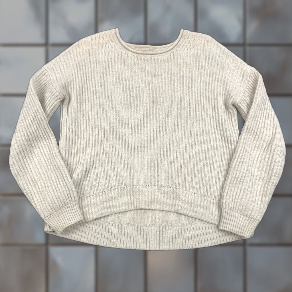 Gap GAP Sweater Womens S Relaxed Crew Knit Pullover Oatmeal Beige High Low Hem Ribbed Knit 100% Cotton Mens? No Size S / US 4 / IT 40 - 1 Thumbnail