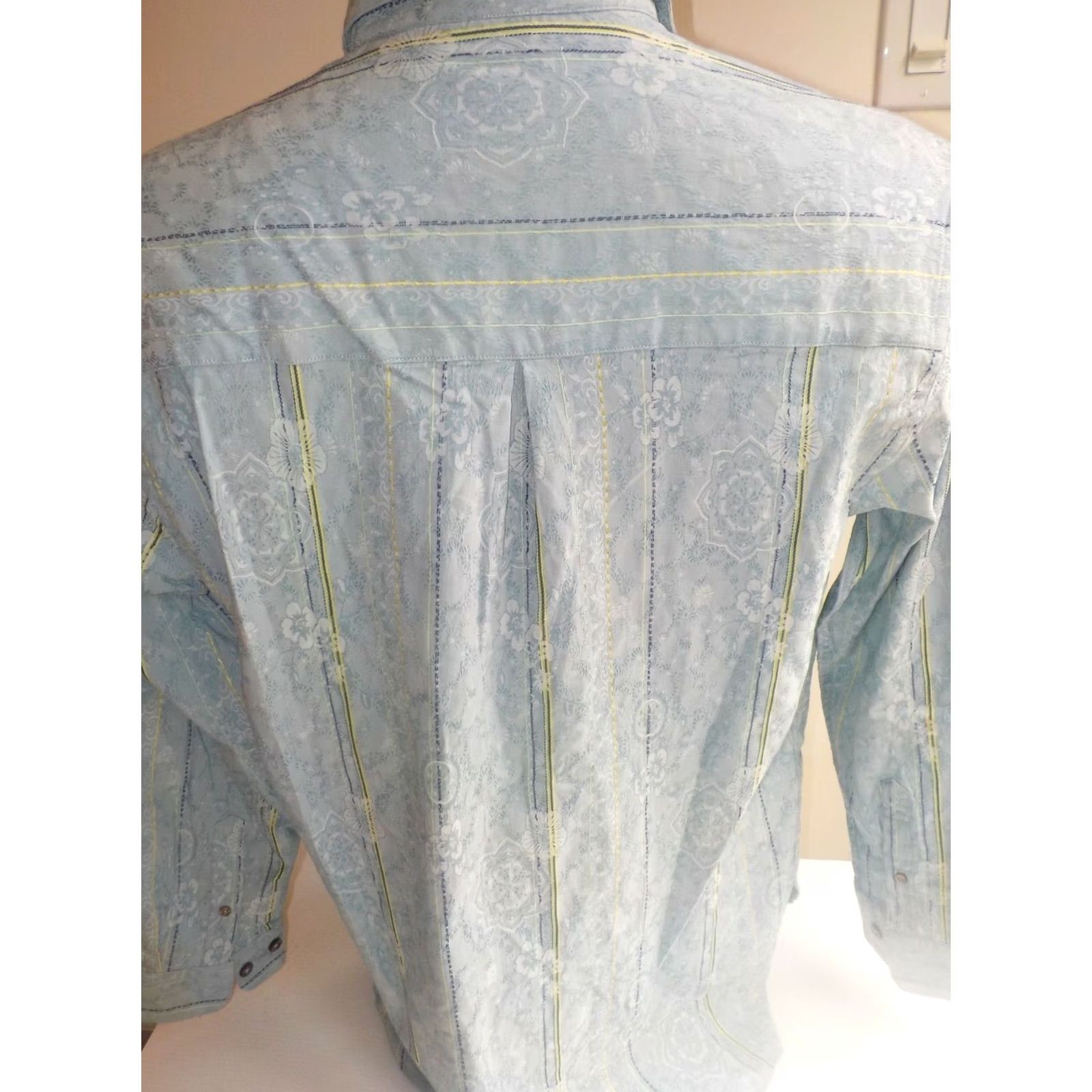 Vintage Acorn Shirt LS Blue/Green Striped Floral Design Button-Front Men L Italy Size US L / EU 52-54 / 3 - 3 Thumbnail