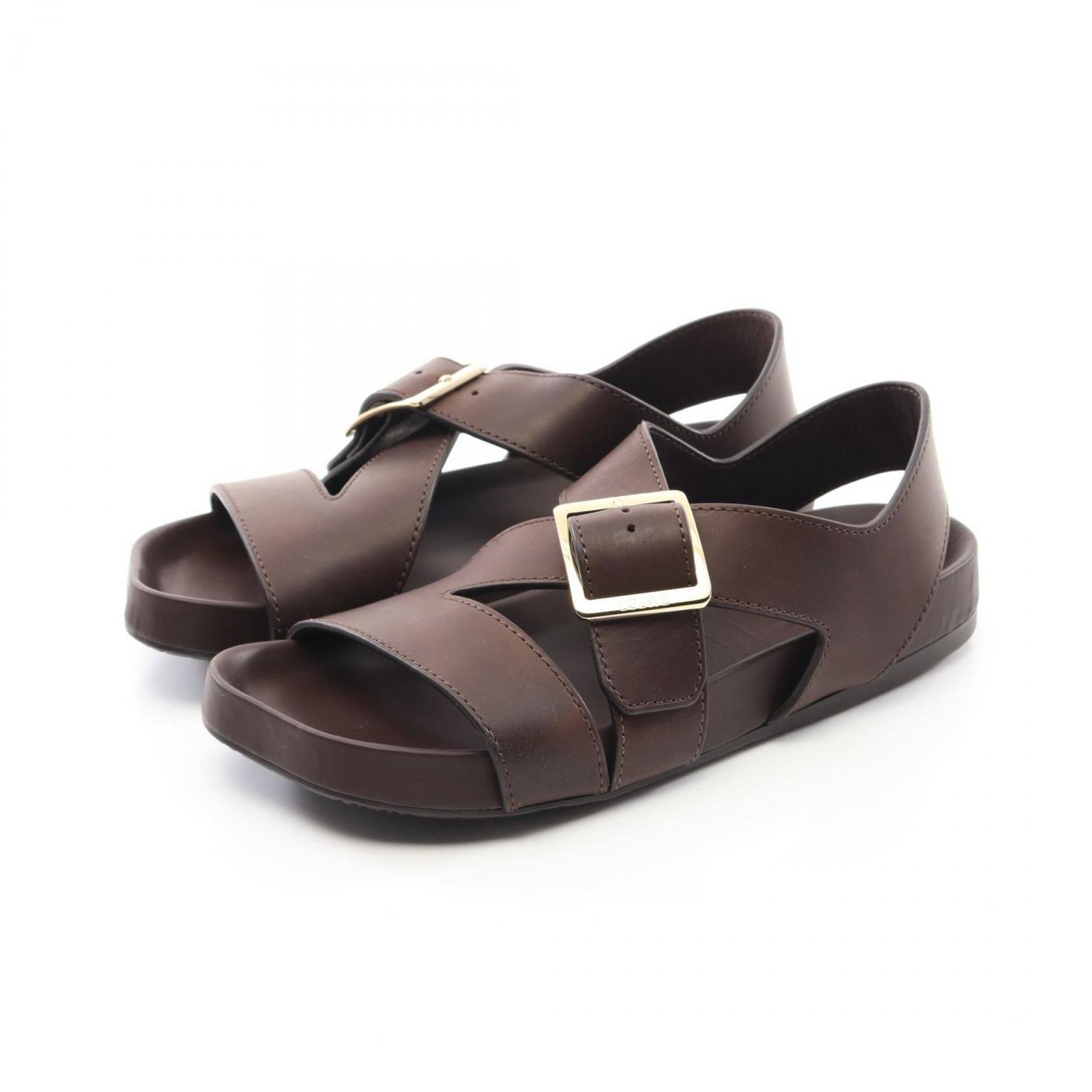 Loewe Loewe Ease Leather Sandals Leather Shoes L814465X82601536 in Brown, Women's