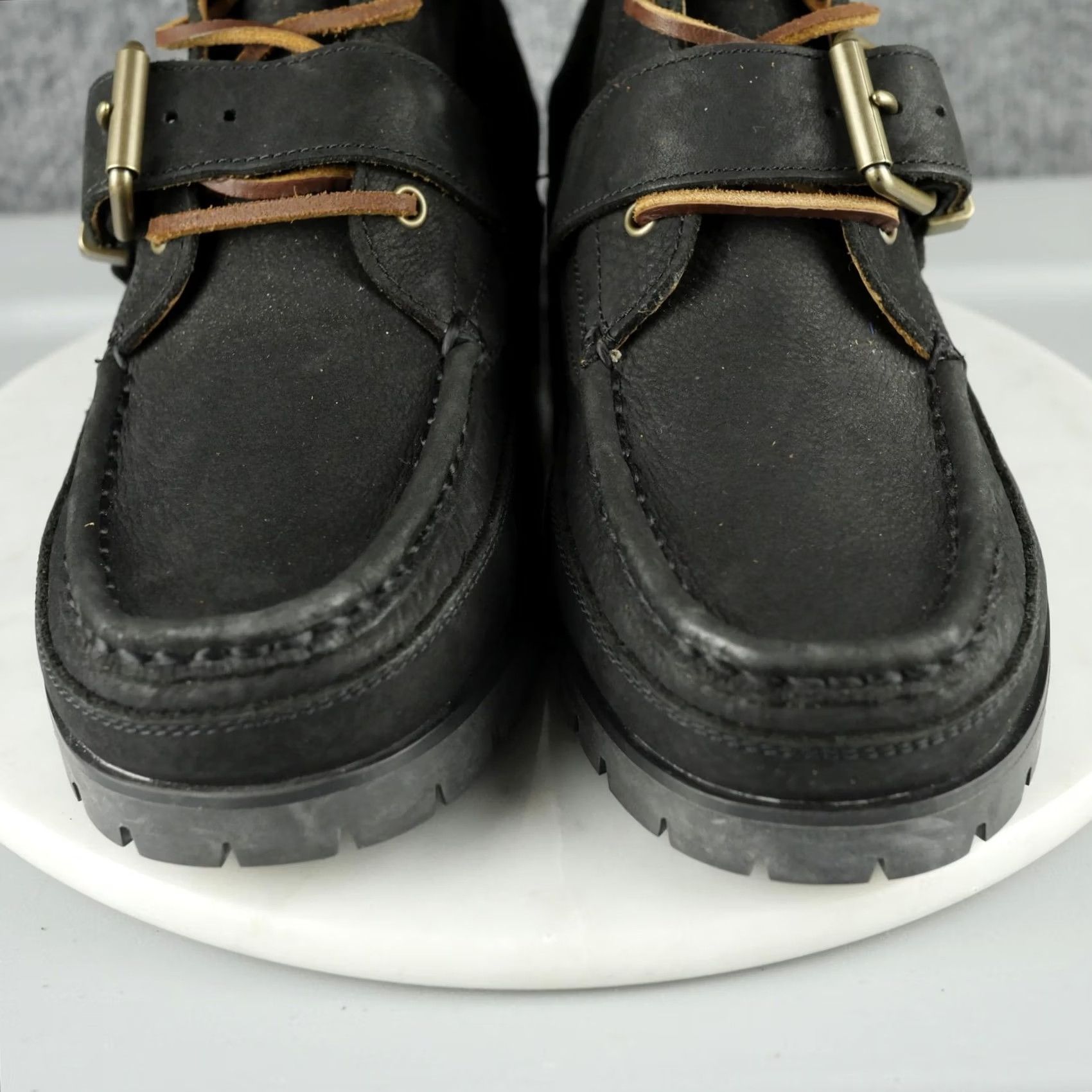 Polo Ralph Lauren Polo Ralph Lauren Ranger Boots Mens 9.5 Black Leather Lug Sole Moc Toe Combat Workwear Casual Shoes Size US M / EU 48-50 / 2 - 7 Thumbnail