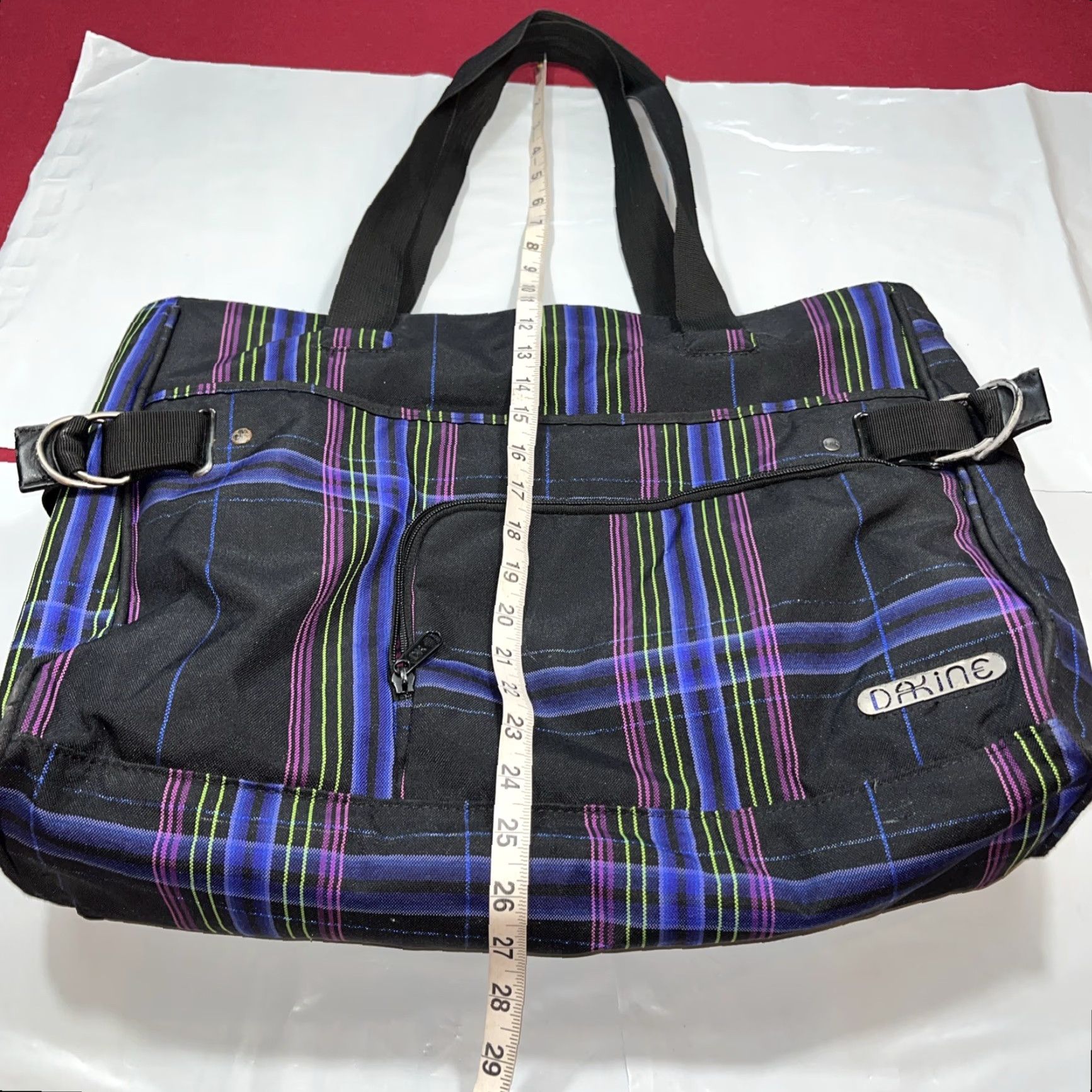Dakine DAKINE TOTE Bag Black purple Lime Zip Padded Laptop Sleeve Multi Pockets Lg Size ONE SIZE - 7 Thumbnail