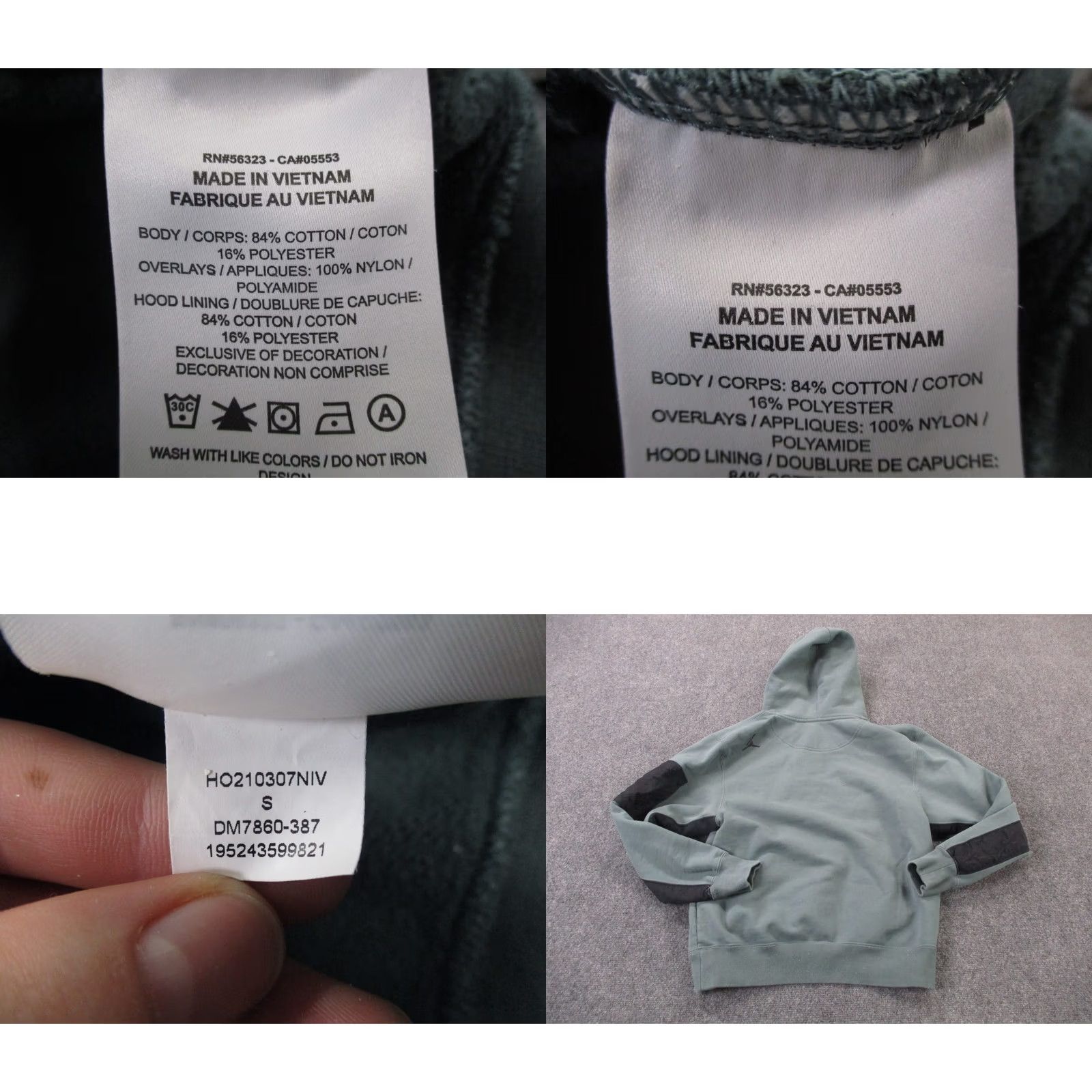 Jordan Brand Air Jordan Sweatshirt Hoodie Mens S Green Jumpman Logo Pullover Casual Active Thermal Pockets Hooded Knit Sports Shirt Size US S / EU 44-46 / 1 - 8 Thumbnail