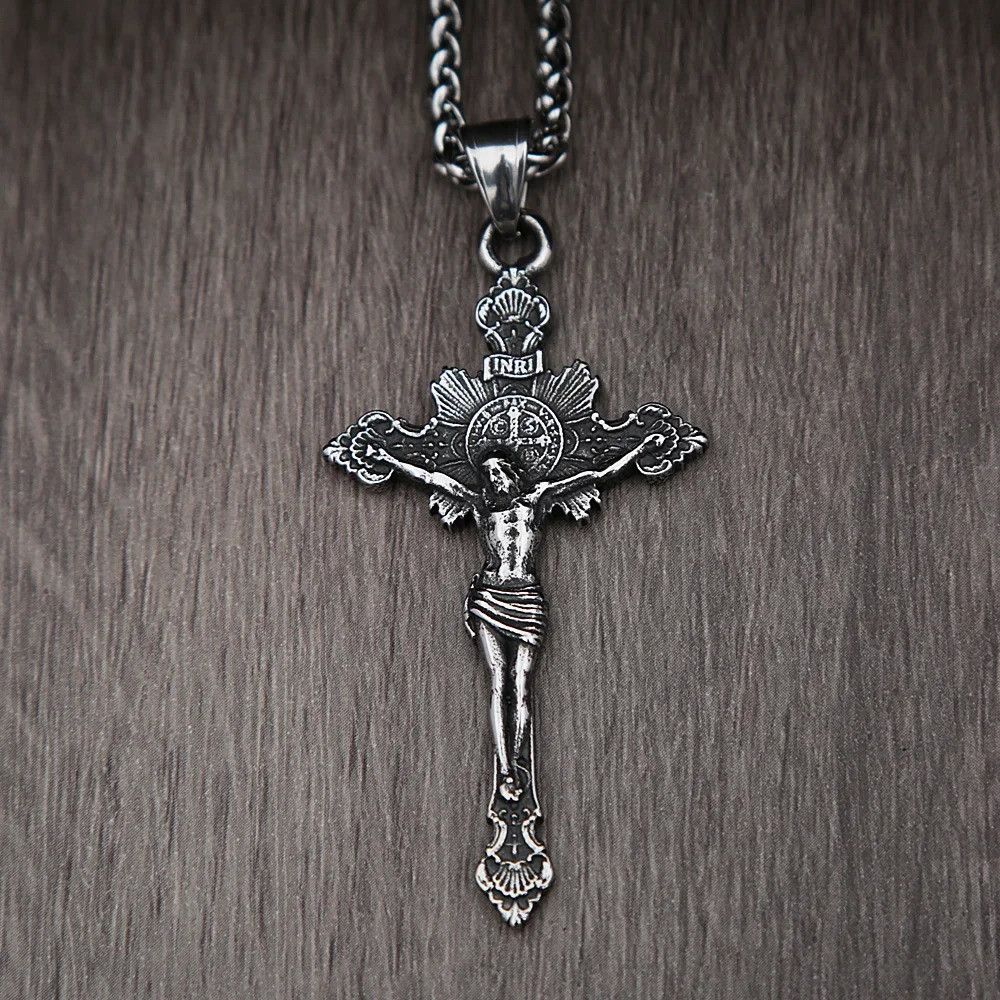 Other Vintage Stainless Steel Cross Necklace Size ONE SIZE - 2 Thumbnail