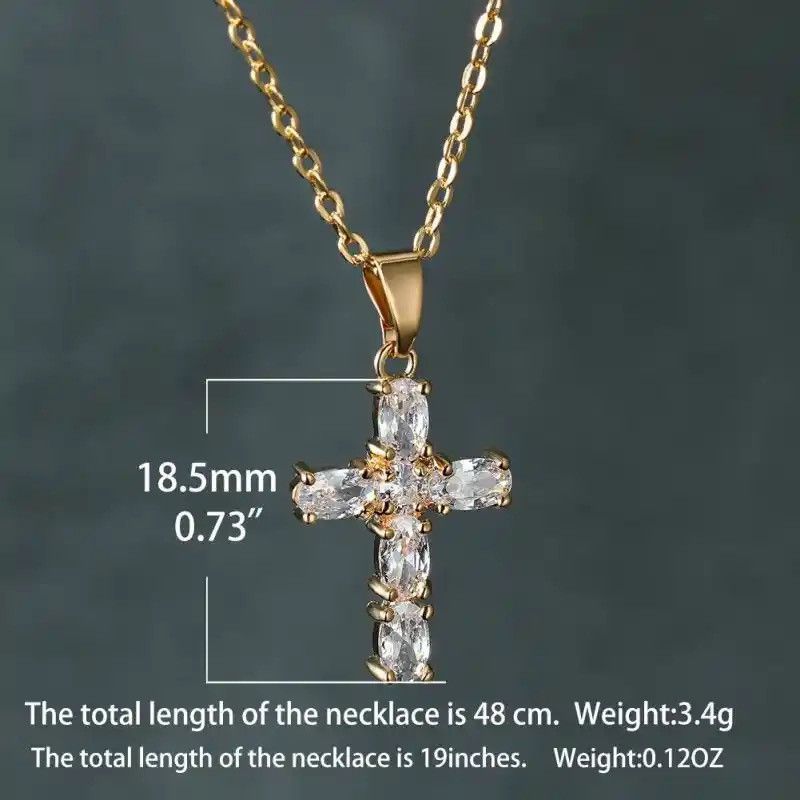 Jewelry × Vintage Sophisticated White Crystal Cross Pendant Necklace Size ONE SIZE - 3 Thumbnail