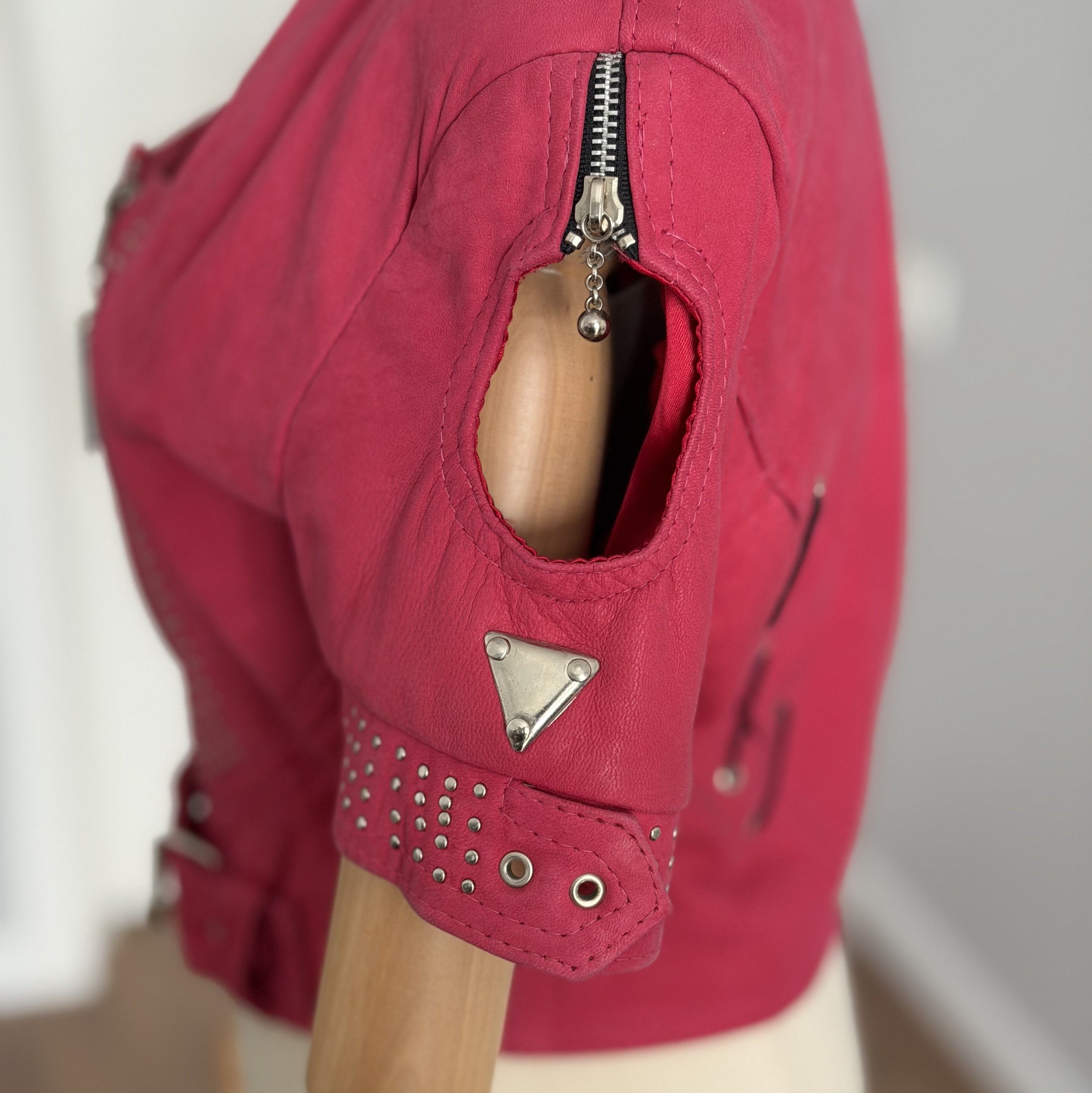 Other DECK HAND by WHITEBOYS Vintage Leather Pink Cropped Jacket Size M / US 6-8 / IT 42-44 - 4 Thumbnail