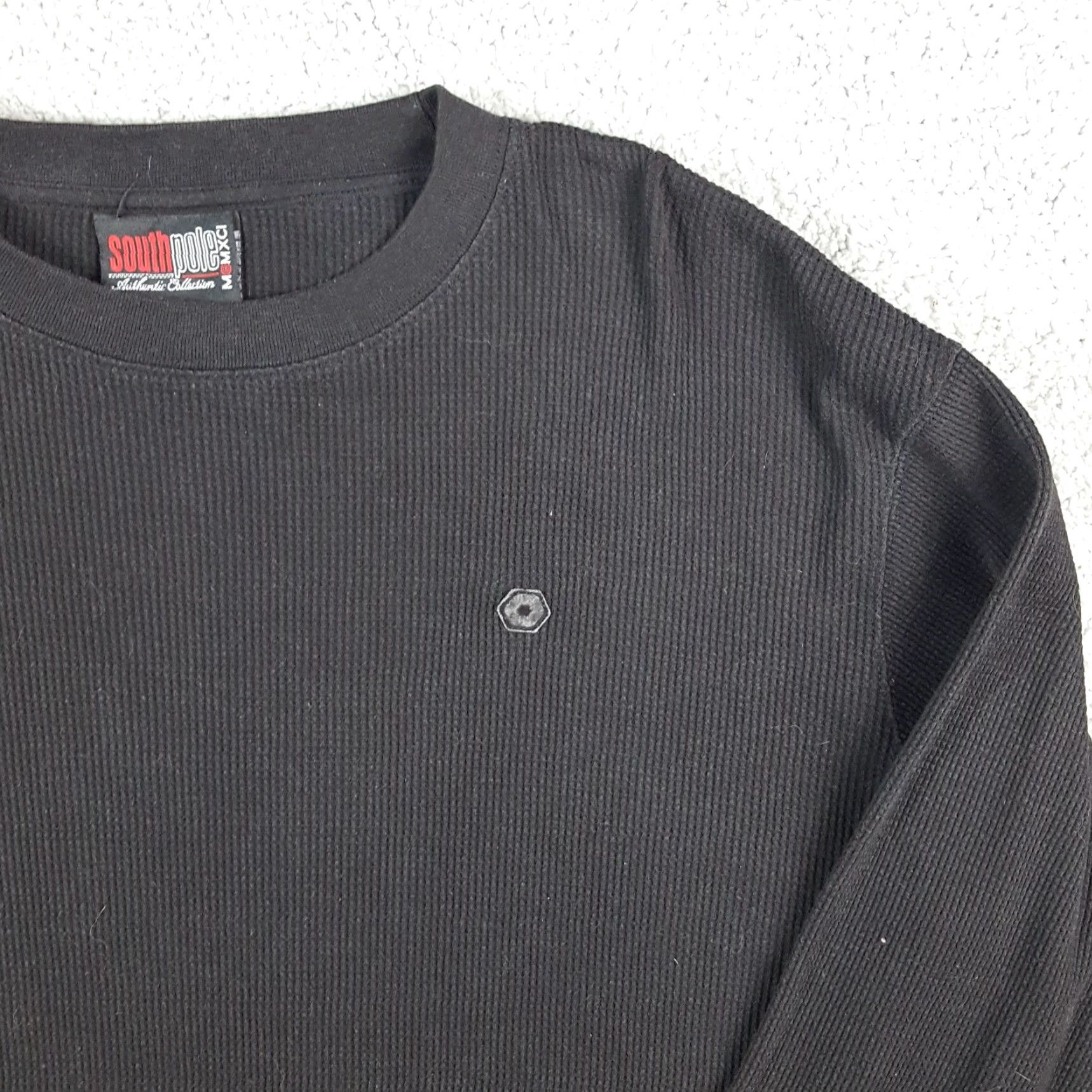 Southpole VINTAGE Southpole Men's T-Shirt 2XL Short Sleeve Crew Neck Thermal Waffle Knit Retro 90s Y2K Skate Grunge Black Size US XXL / EU 58 / 5 - 2 Thumbnail