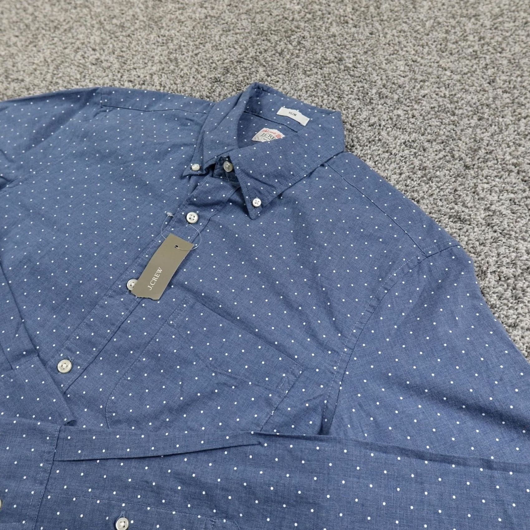 J.Crew J.CREW Shirt Slim Long Sleeve Button-Up Polka Dot Blue Mens S Size US S / EU 44-46 / 1 - 2 Thumbnail