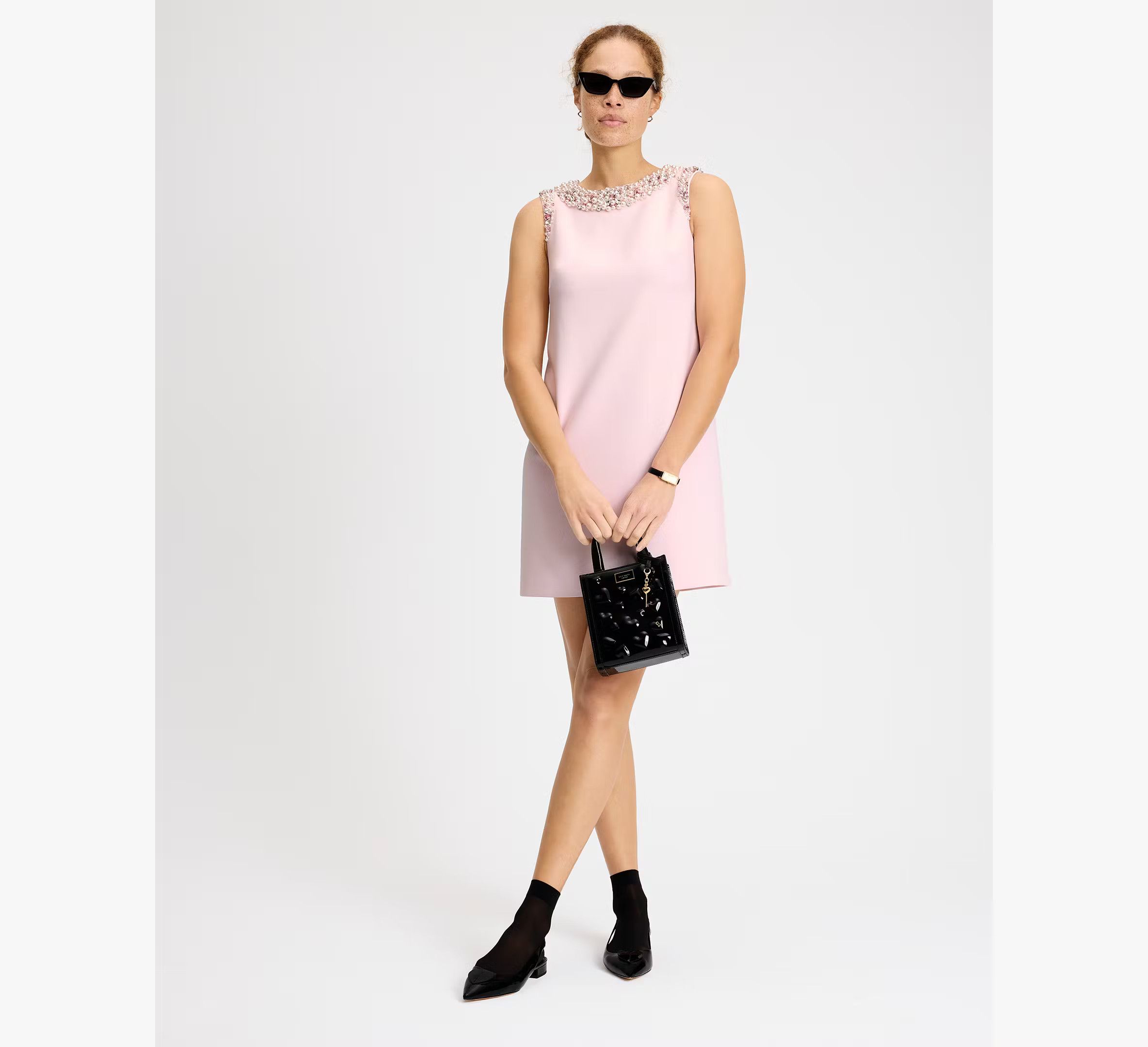 Kate Spade Jeweled Crepe Shift Dress Size XS / US 0-2 / IT 36-38 - 3 Thumbnail