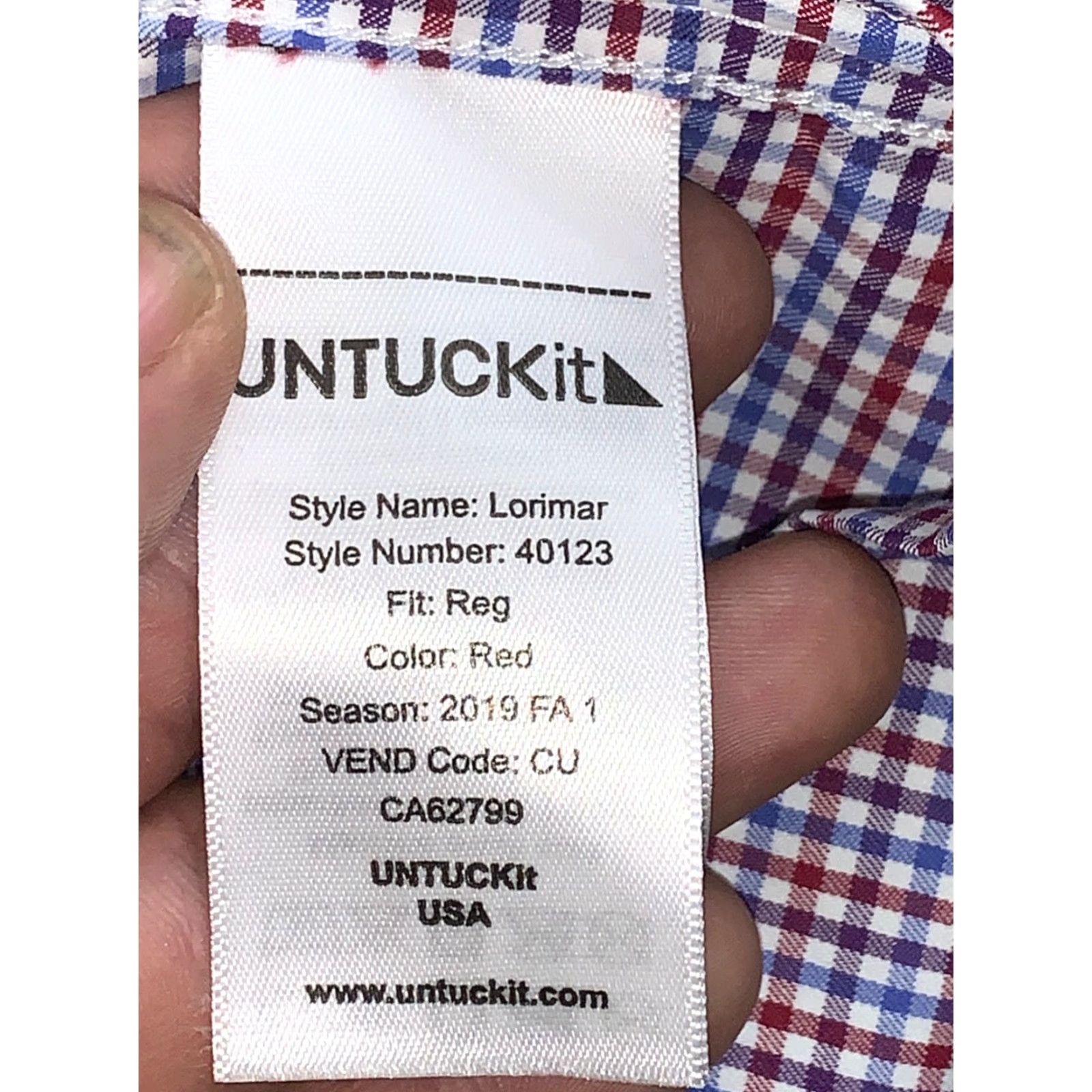 UNTUCKit UNTUCKit Lorimar Plaid Button-Up Shirt L Long Sleeve Casual Red Mens Button-Up Size US L / EU 52-54 / 3 - 4 Thumbnail