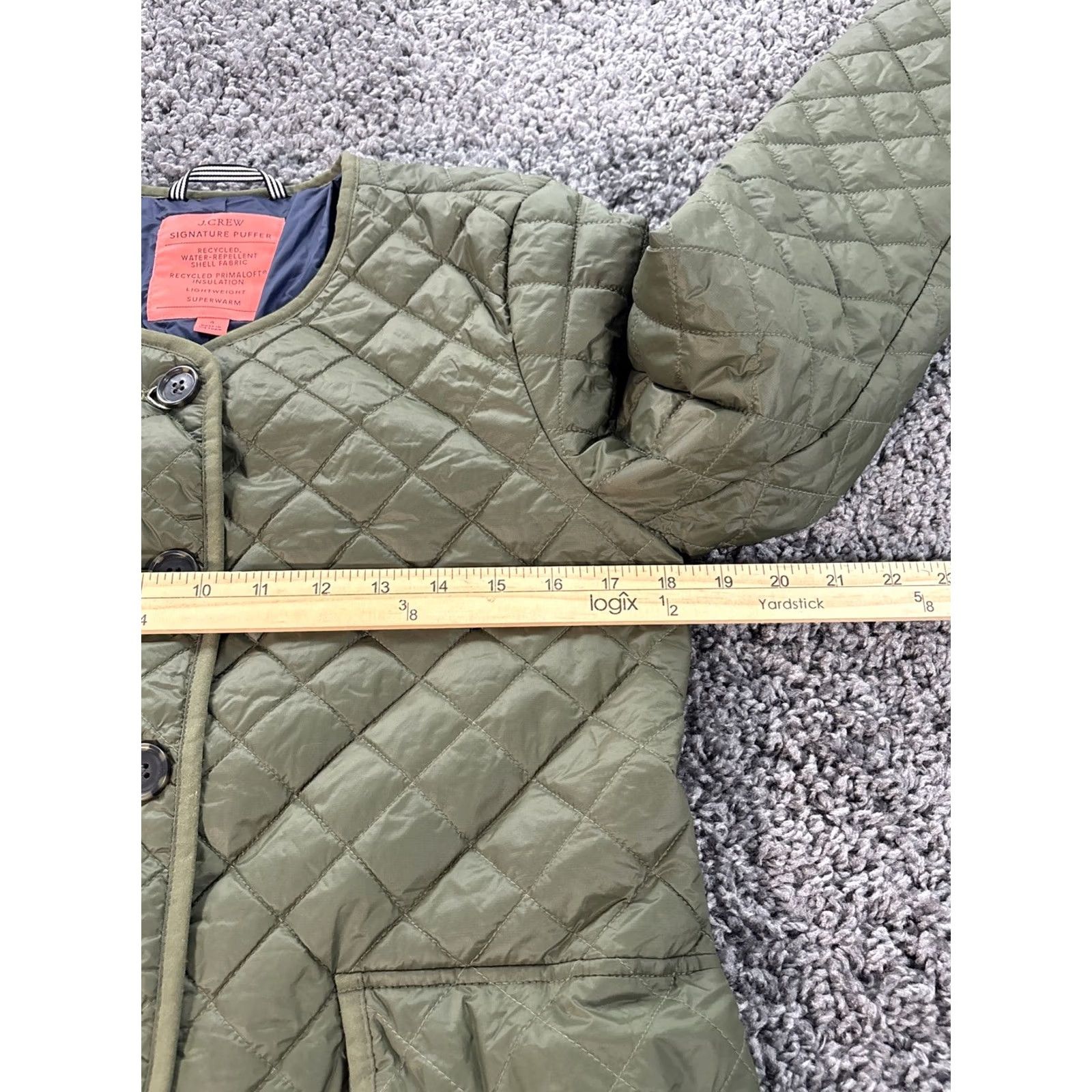 J.Crew J.CREW Quilted Puffer Coat Womens 4 Primaloft Long Sleeve Green Solid Full Zip Pockets Quilted Jacket AQ470 Vasatility Size S / US 4 / IT 40 - 3 Thumbnail