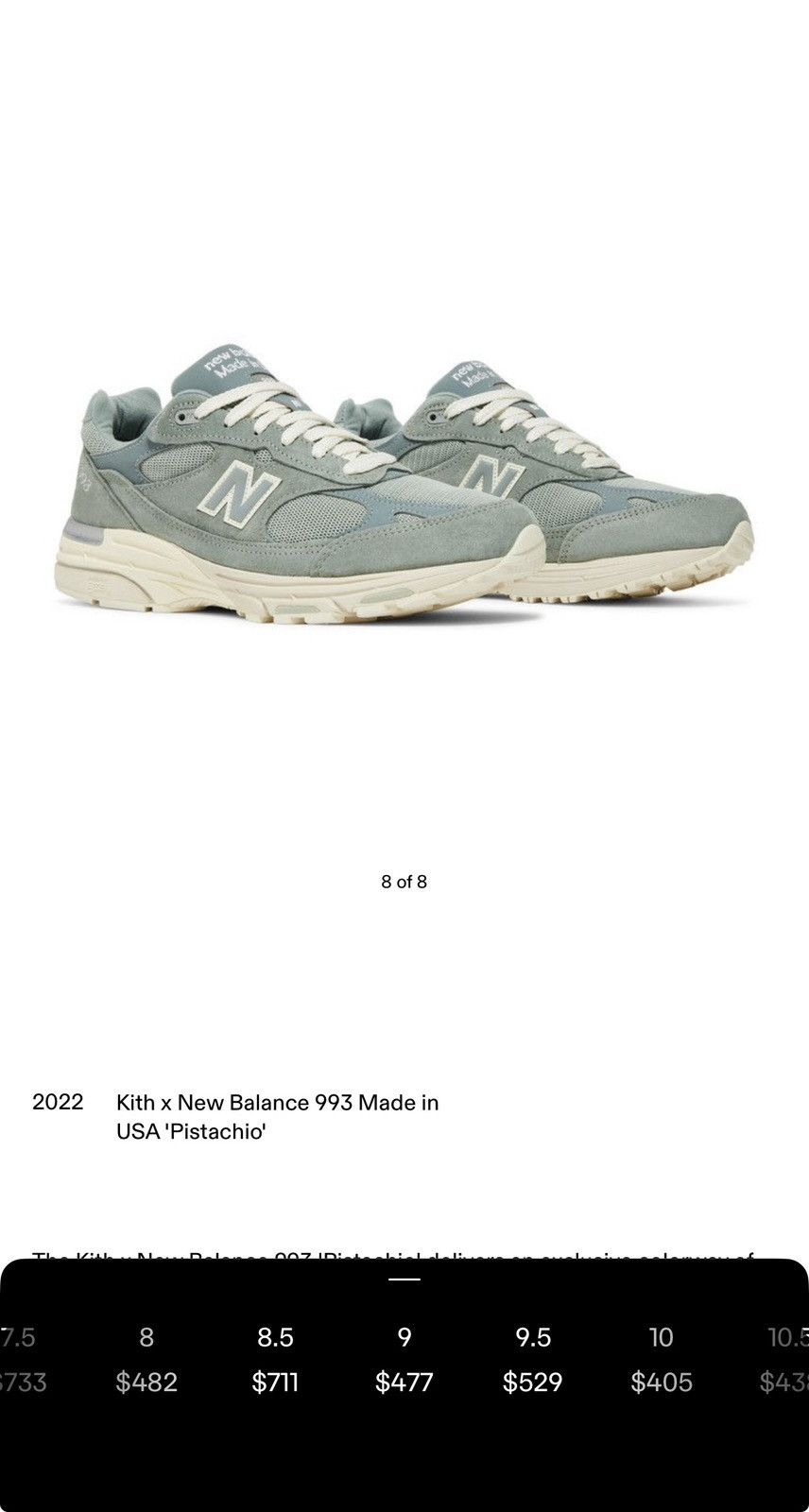 Kith × New Balance New Balance X Kith 993 pistachio made in USA Size US 9 / EU 42 - 2 Thumbnail