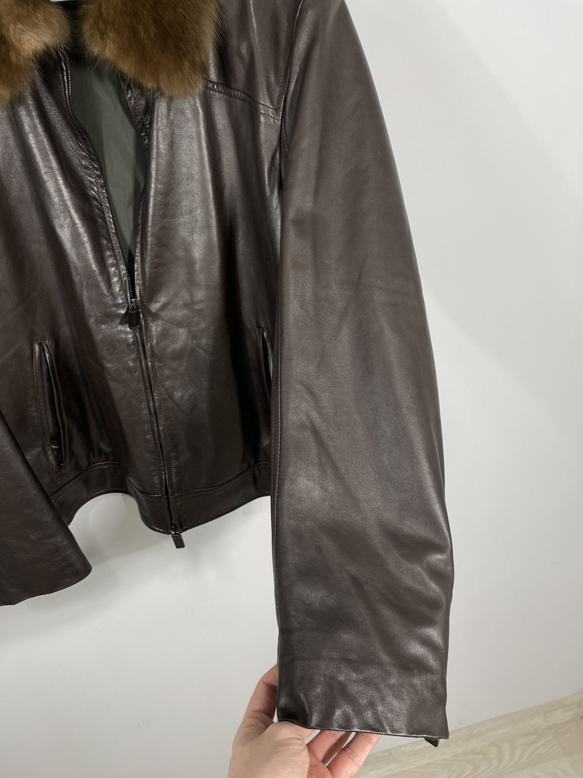 Bally Vintage BALLY Brown Soft Leather Jacket with Fur Collar Size US L / EU 52-54 / 3 - 18 Thumbnail