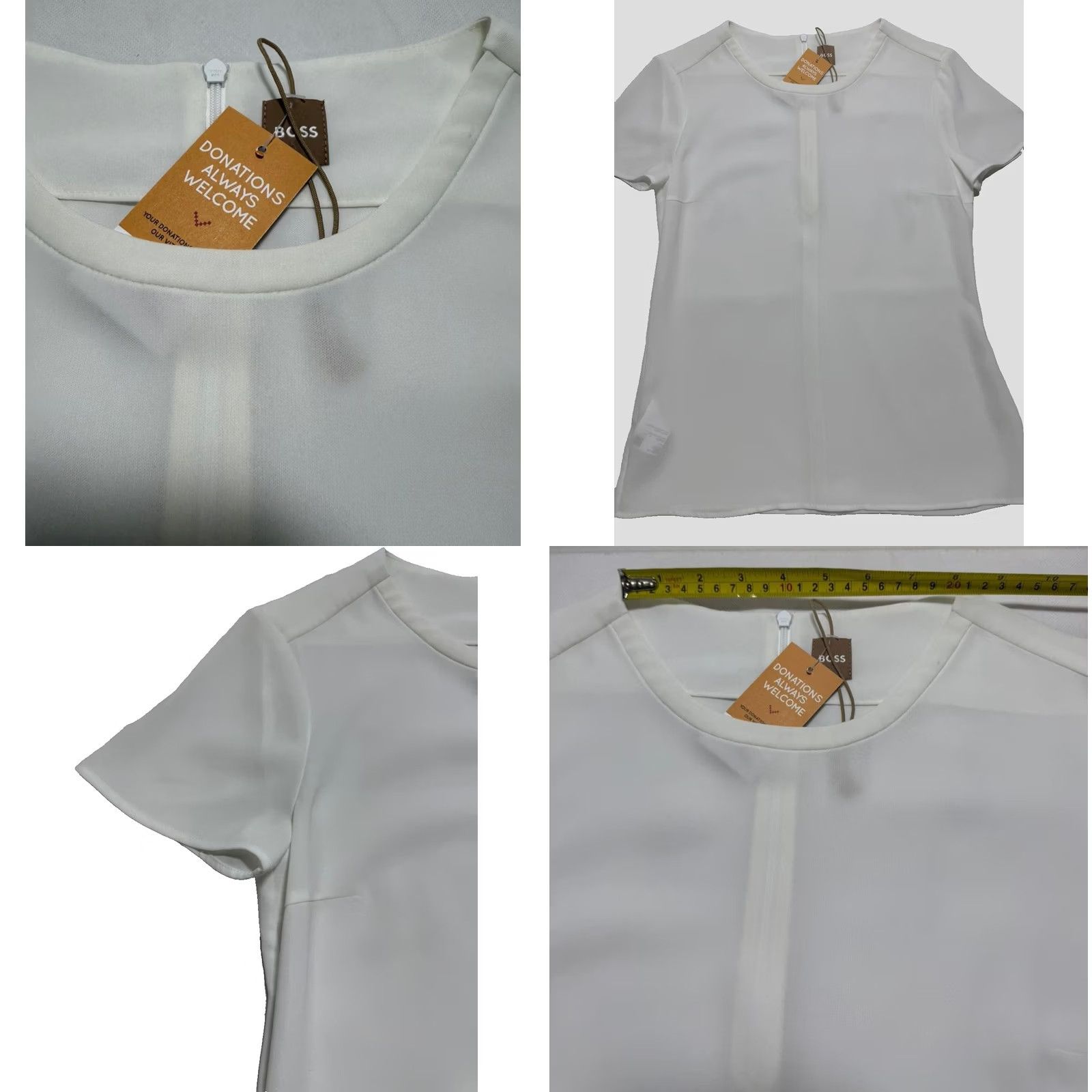 Hugo Boss HUGO BOSS Blouse Women White | Short Sleeve | 2 | Regular Fit | 100% Polyester | Made In Poland Size XS / US 0-2 / IT 36-38 - 8 Thumbnail