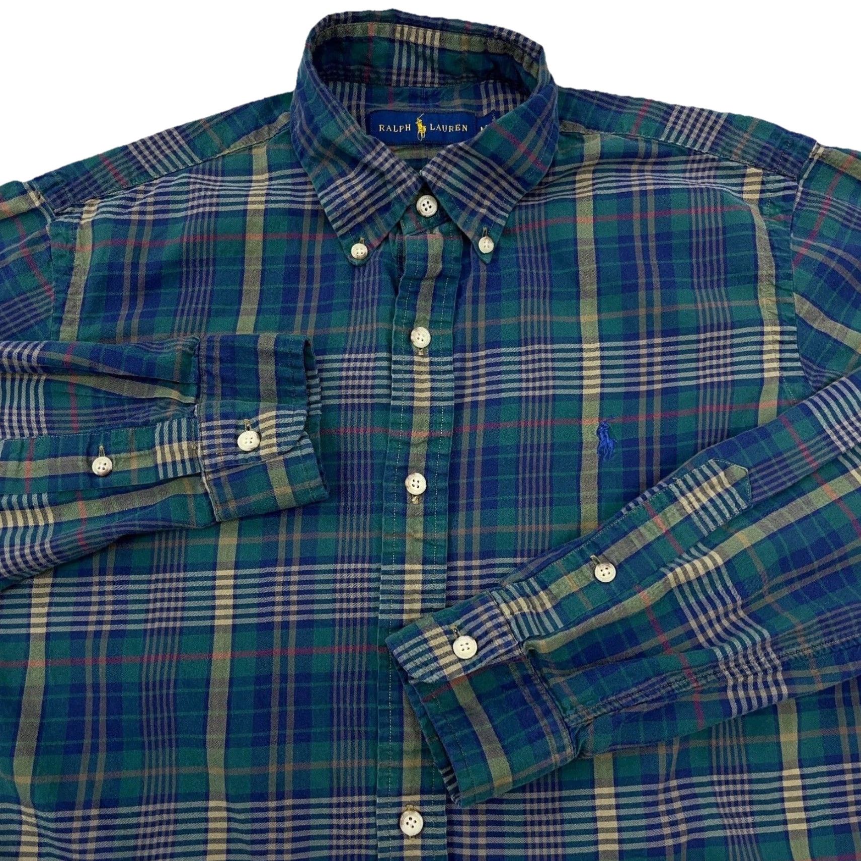 Ralph Lauren Ralph Lauren Shirt Men Medium Green Blue Plaid Button-Up Tartan Casual Dress A36 Size US M / EU 48-50 / 2 - 2 Thumbnail