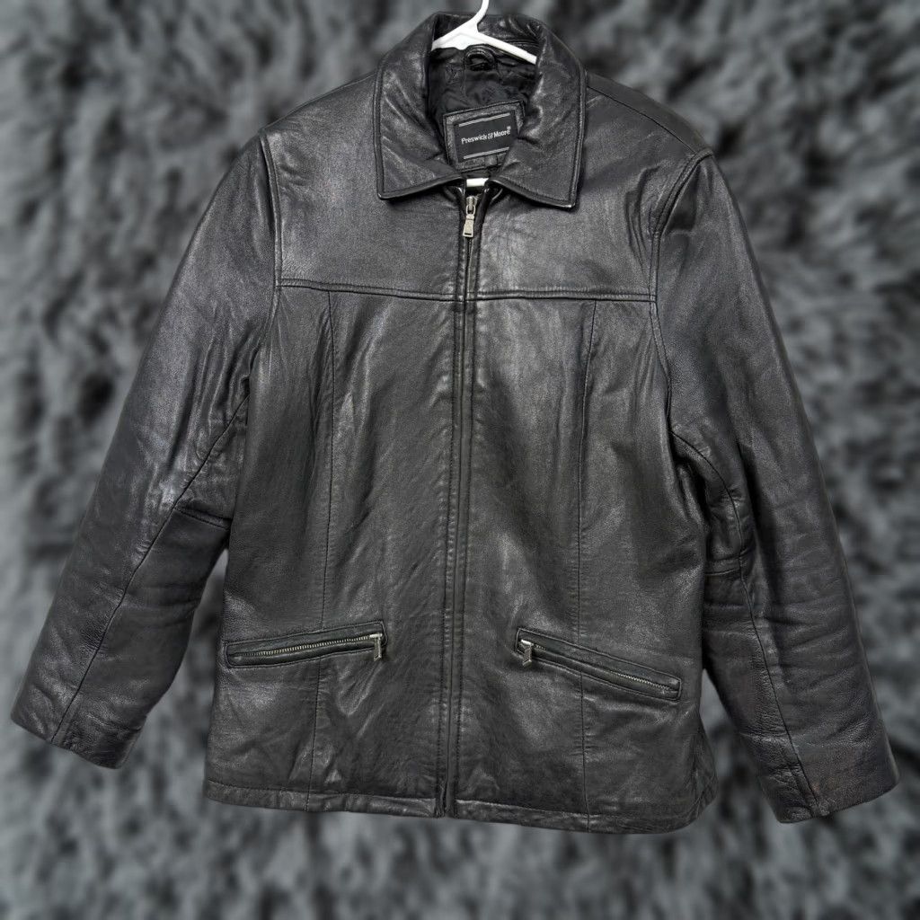 Vintage VTG 90s Preswick & Moore Leather Jacket Mens L Black Biker Streetwear Motorcycle Shirt Coat Jacket Size US L / EU 52-54 / 3 - 1 Thumbnail