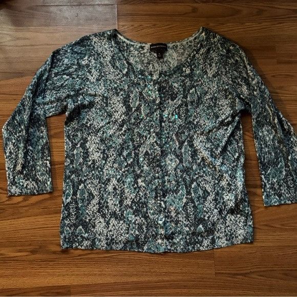 Other Dana Buchman Women's Blue Teal Shimmer Button Up Cardigan To Size XL / US 12-14 / IT 48-50 - 1 Thumbnail