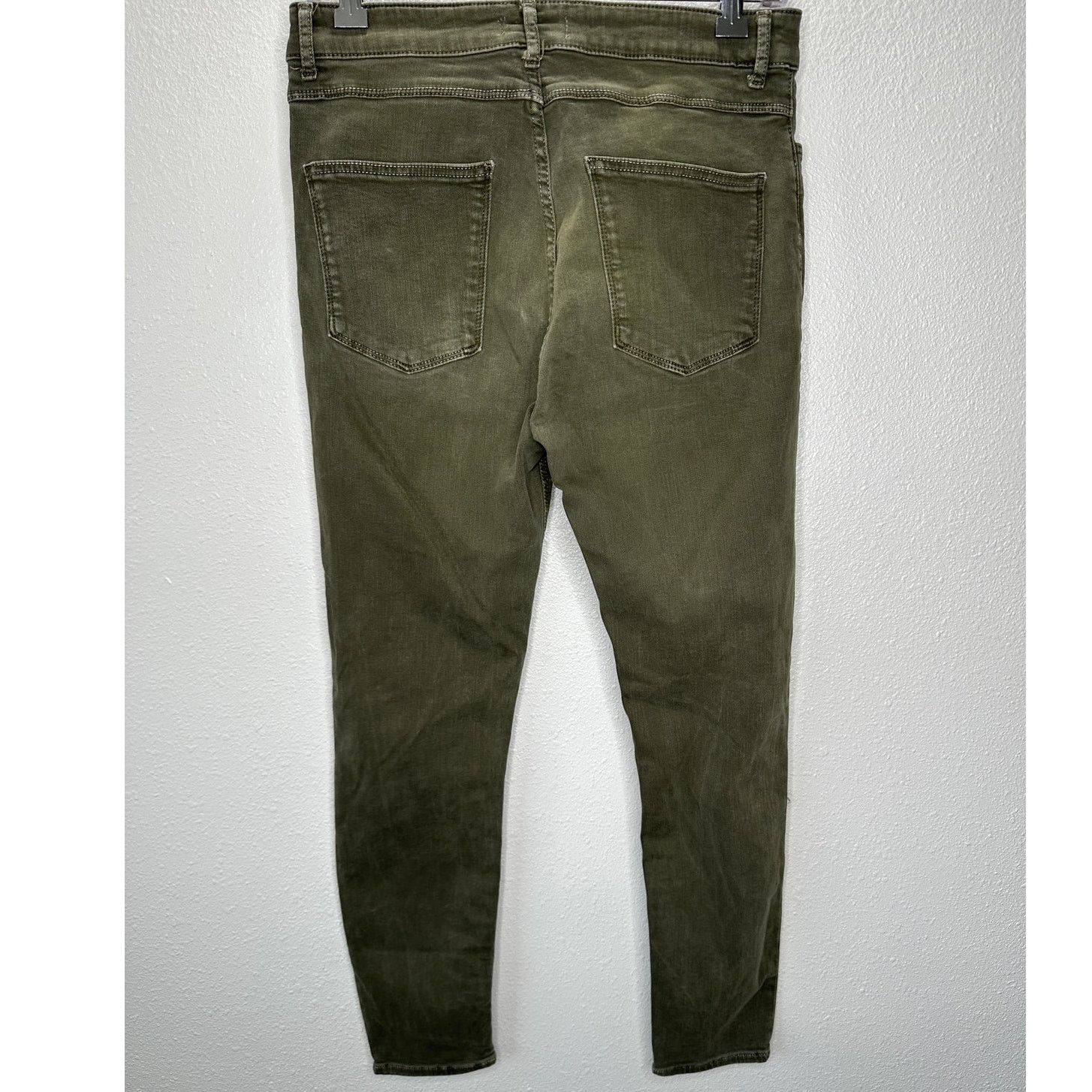 Zara Zara Women Olive Button Fly Distressed Knee Skinny Jean 10 Size 32" / US 10 / IT 46 - 6 Thumbnail