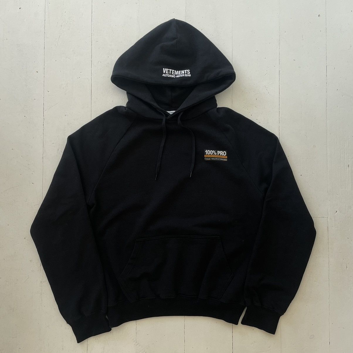 image of Vetements ” 100% Pro ” Hoodie in Black, Men's (Size Small)