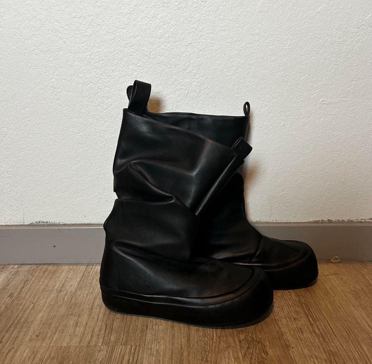 YUME YUME Black Low Leather Boots Size US 12.5 / EU 45-46 - 1 Thumbnail