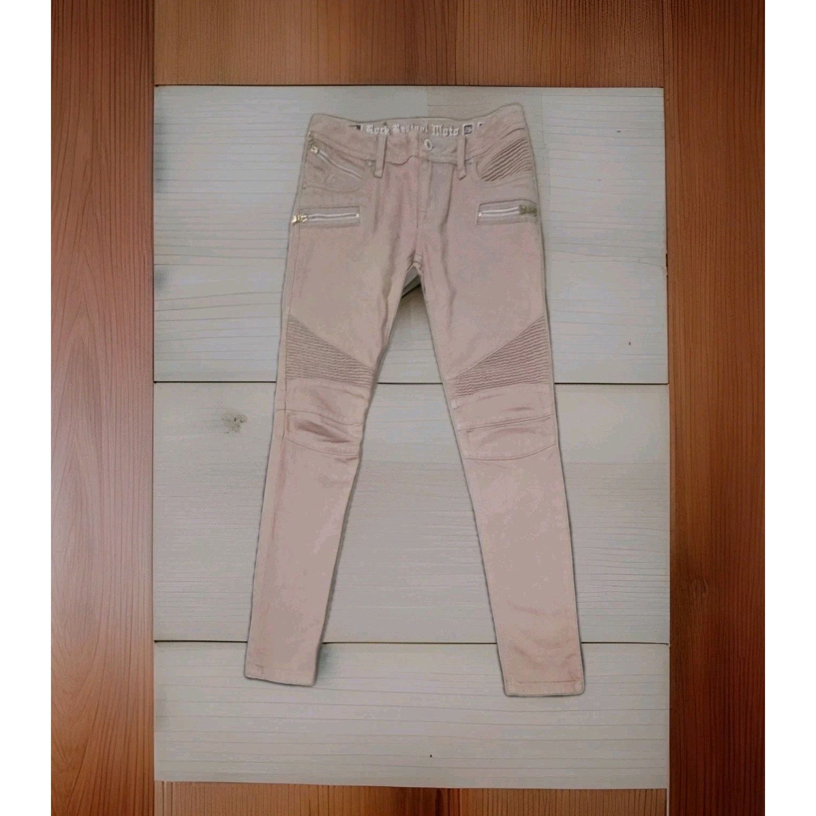 Rock Revival Rock Revival Moto Skinny Gaby Zipper Pockets Distressed 26 Size 26" / US 2 / IT 38 - 1 Thumbnail