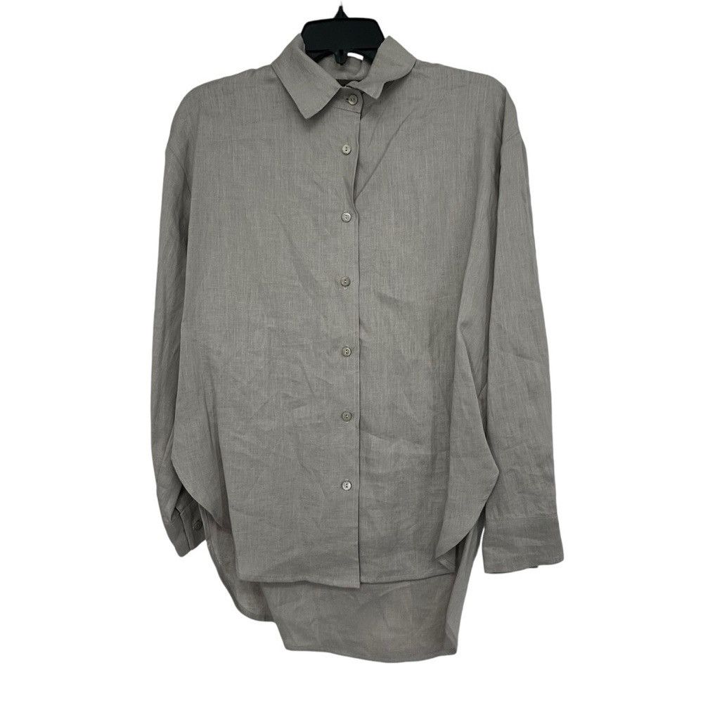 Enza Costa ENZA COSTA FRENCH LINEN BUTTON DOWN SHIRT IN MIST Size XS / US 0-2 / IT 36-38 - 9 Thumbnail