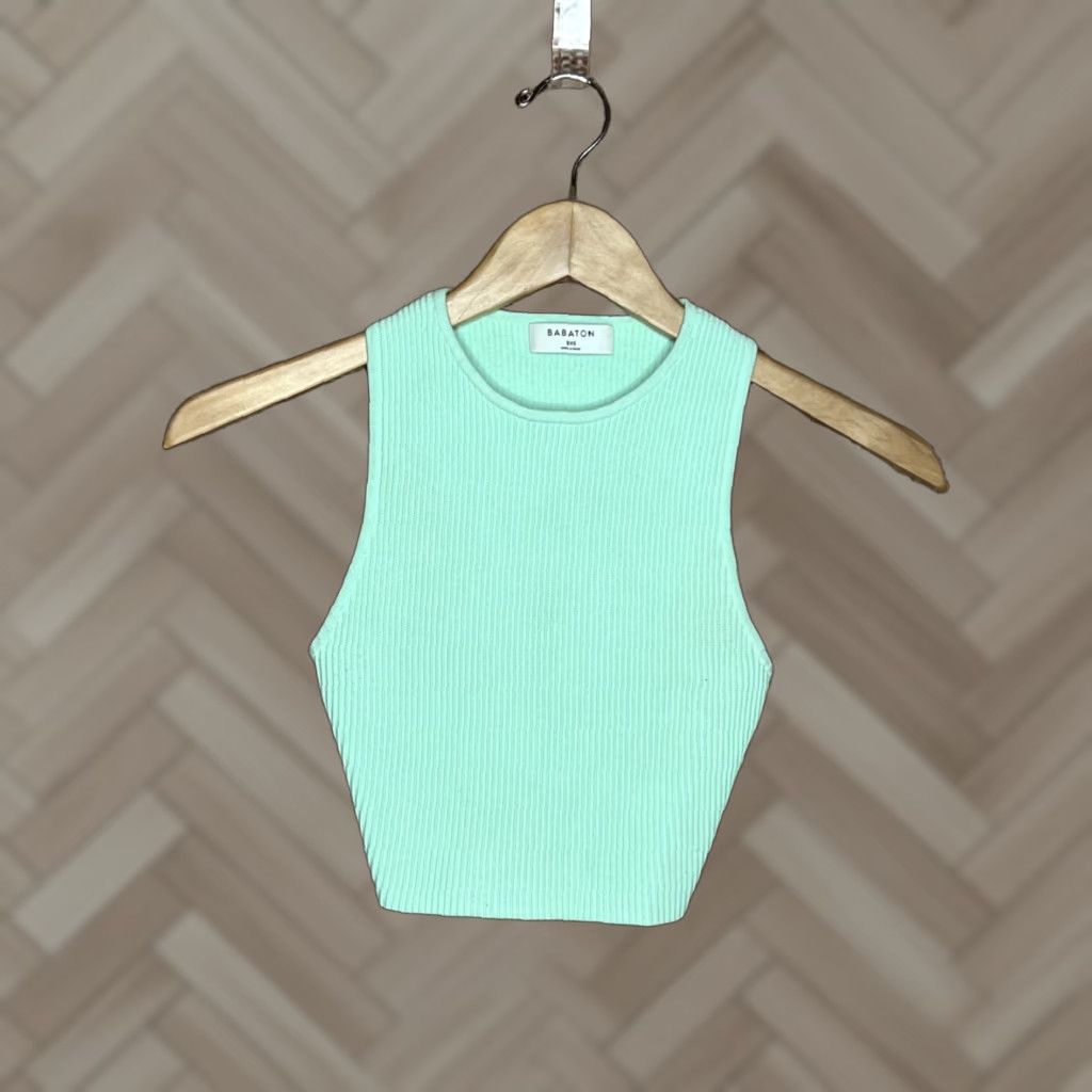 Aritzia VINTAGE Babaton Aritzia Shirt Womens 2XS Tank Crop Sleeveless Green Cropped Casual Womens Size XXS / US 00 / IT 34 - 1 Thumbnail