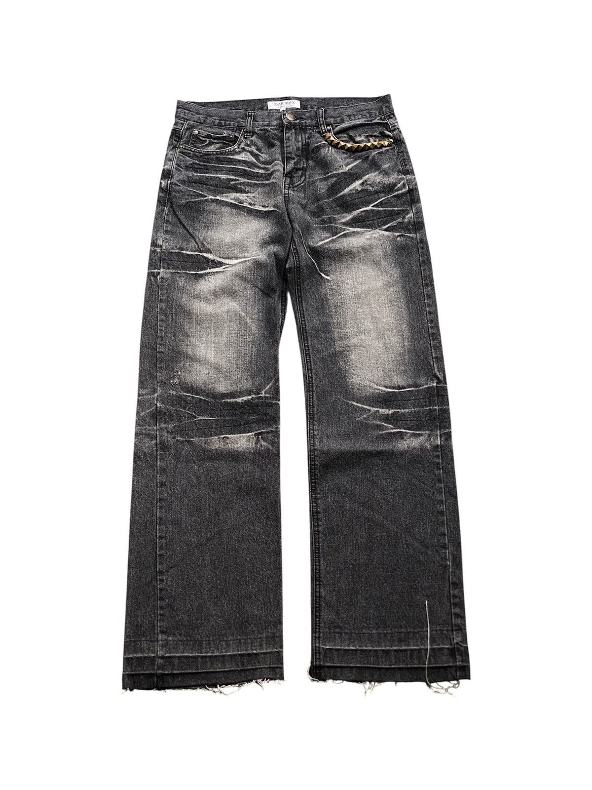 Japanese Brand STUDDED JAPANESE LOWBOX RUSTY BLACK GRAY DENIM Size US 31 - 2 Thumbnail