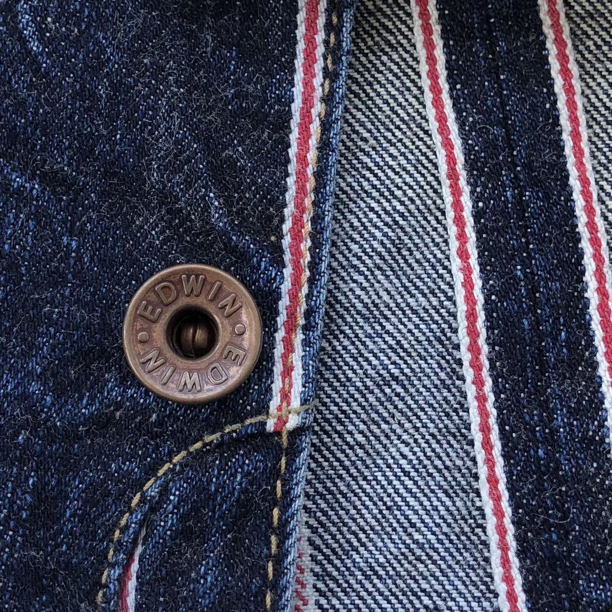 Edwin VTG EDWIN 13oz Grand Blue Selvage Denim Jacket Striped Jeans Size US L / EU 52-54 / 3 - 19 Thumbnail