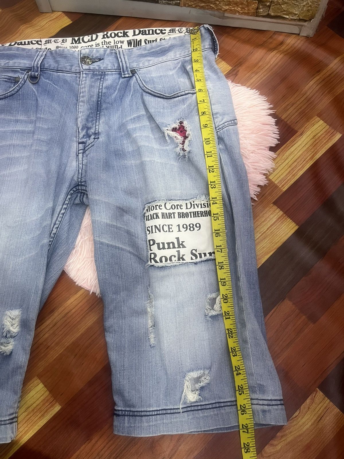 Japanese Brand MCD Hardcore Surf Punk Denim Shorts Distressed Size US 36 / EU 52 - 19 Thumbnail