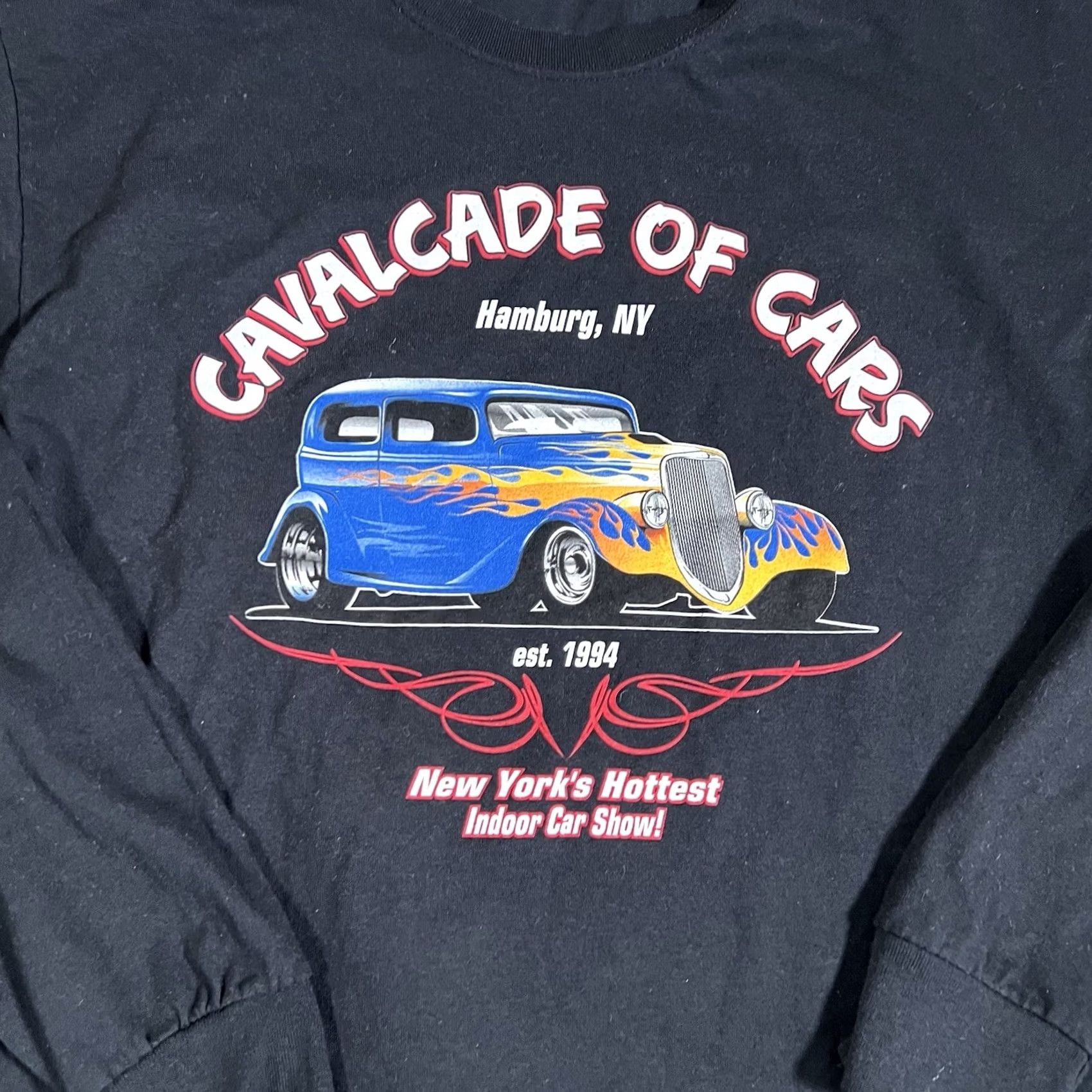 Vintage VINTAGE Cavalcade Of Cars Longsleeve Tshirt L Black Grunge Men 80s 90s Racing Cars Mens Size US L / EU 52-54 / 3 - 2 Thumbnail