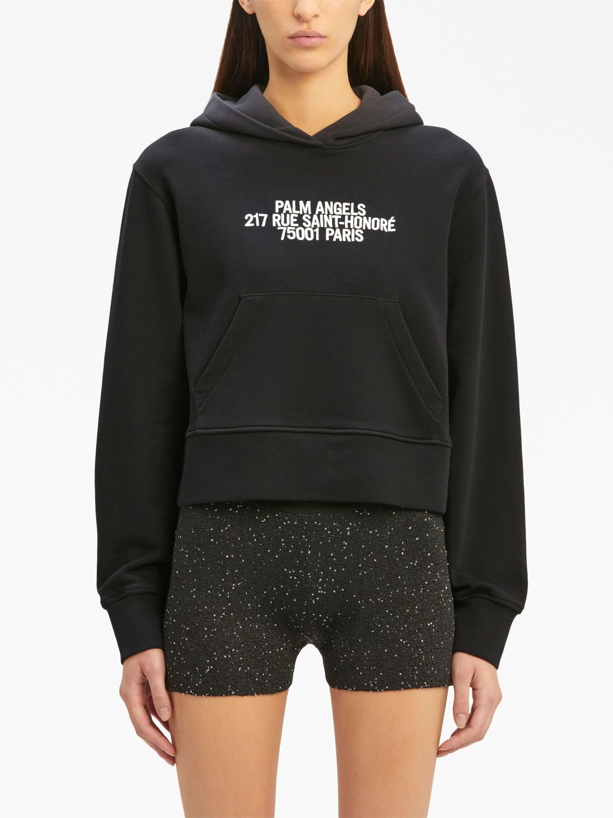 Palm Angels o1s22i1n0824 Embroidery Cropped Hoodie in Black Size M / US 6-8 / IT 42-44 - 3 Thumbnail