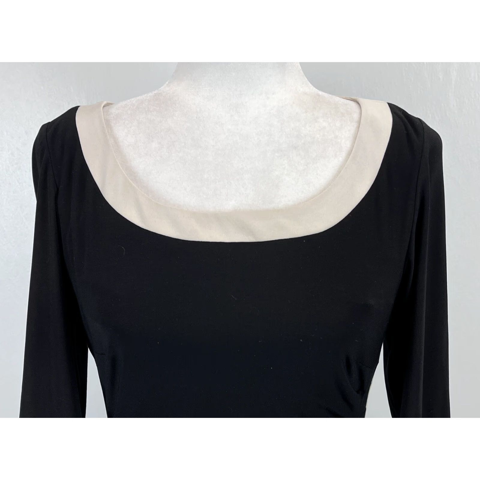 Ralph Lauren Lauren Ralph Lauren Dress 8 Black & Ivory Slinky Ruched Side Classic Womens Size M / US 6-8 / IT 42-44 - 5 Thumbnail