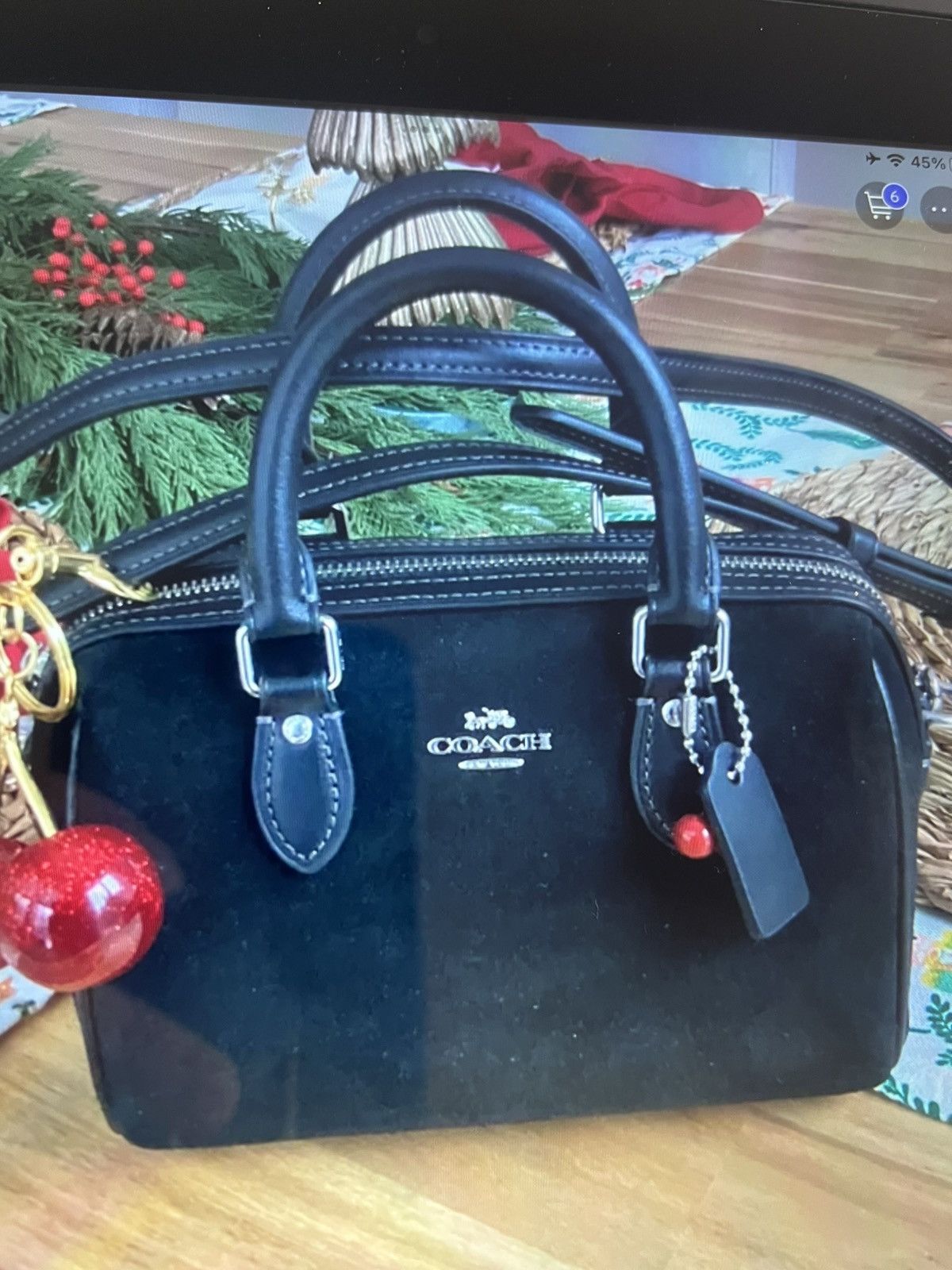 Coach Coach black cherry suede rowan great gift authentic Size ONE SIZE - 1 Thumbnail