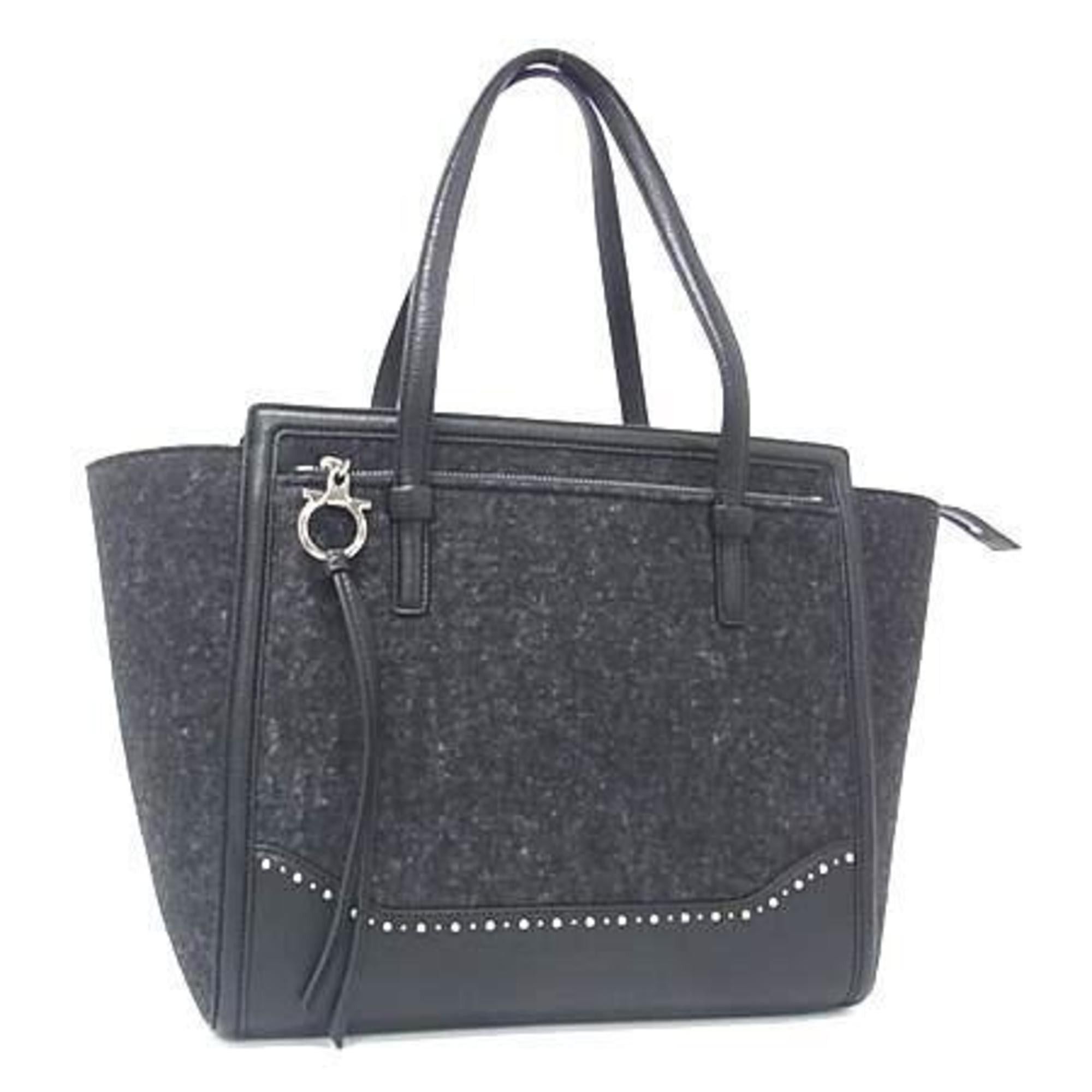 Salvatore Ferragamo Salvatore Ferragamo Amy handbag in black felt and leather with studs for women Size ONE SIZE - 1 Thumbnail