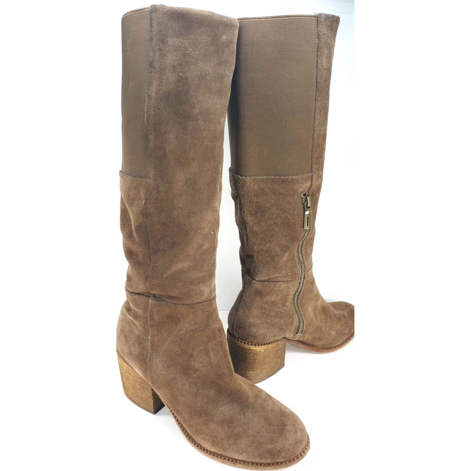 Splendid VINTAGE Splendid Kassie Boots Brown Suede Tall Knee Zip Womens 8.5M Size US 9 / IT 39 - 3 Thumbnail