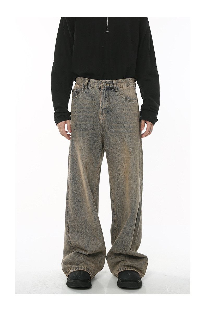 Japanese Brand Japanese retro washed distressed loose wide-leg jeans Size US 34 / EU 50 - 1 Thumbnail