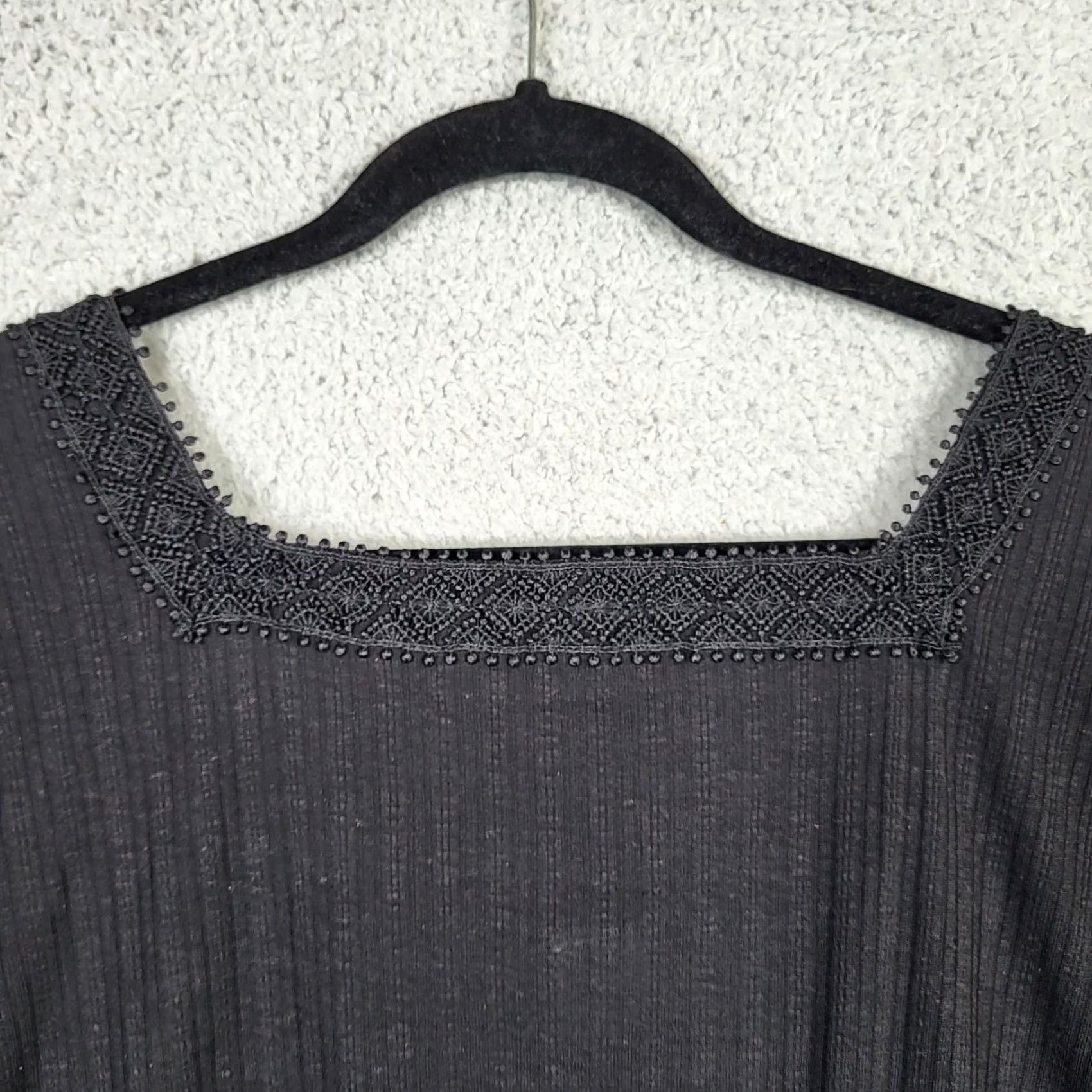 Old Navy Old Navy Womens Square Neck Short Sleeve Blouse L Black NEW Size L / US 10 / IT 46 - 7 Thumbnail
