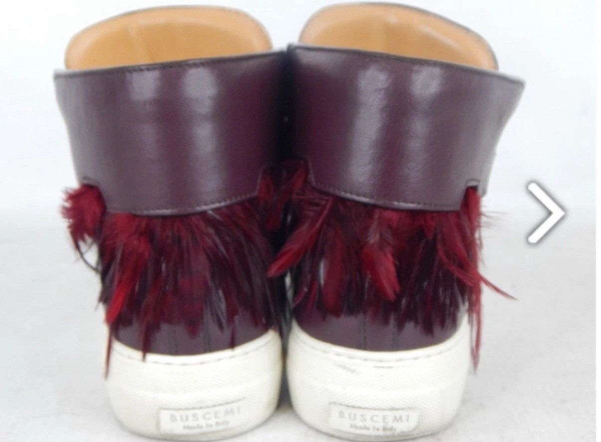 Buscemi Buscemi High-Top Maroon Leather w Feather Trim dz 38 Size US 8 / IT 38 - 6 Thumbnail