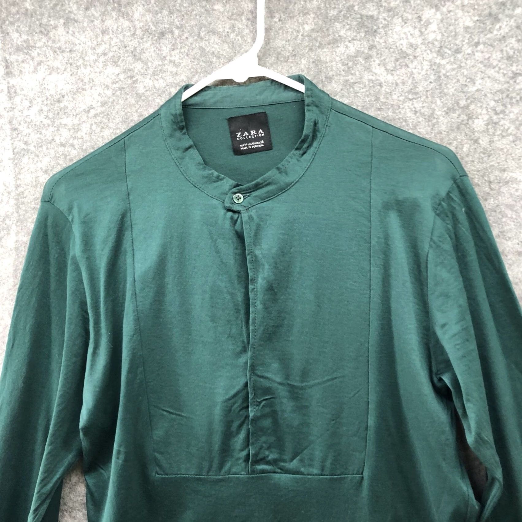 Zara Zara Blouse Womens M Green Long Sleeve Stand Collar Button Lightweight Casual Shirt Size M / US 6-8 / IT 42-44 - 3 Thumbnail