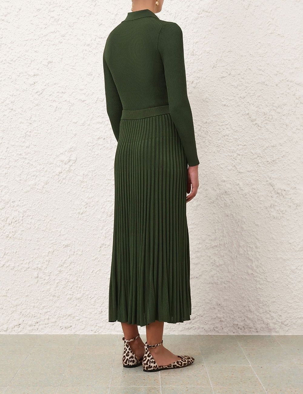 Zimmermann oc11z0825 Pleated Midi Skirt in Forest Green Size 34" / US 12 / IT 48 - 4 Thumbnail