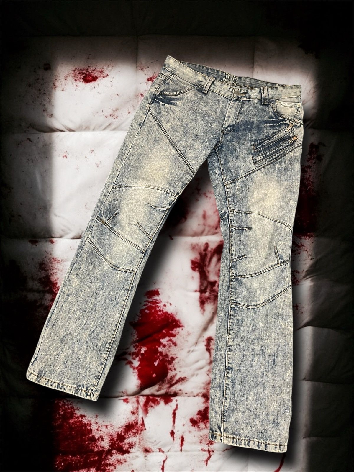 Japanese Brand Balmain Style Moto Zipper Jeans Size US 34 / EU 50 - 1 Thumbnail