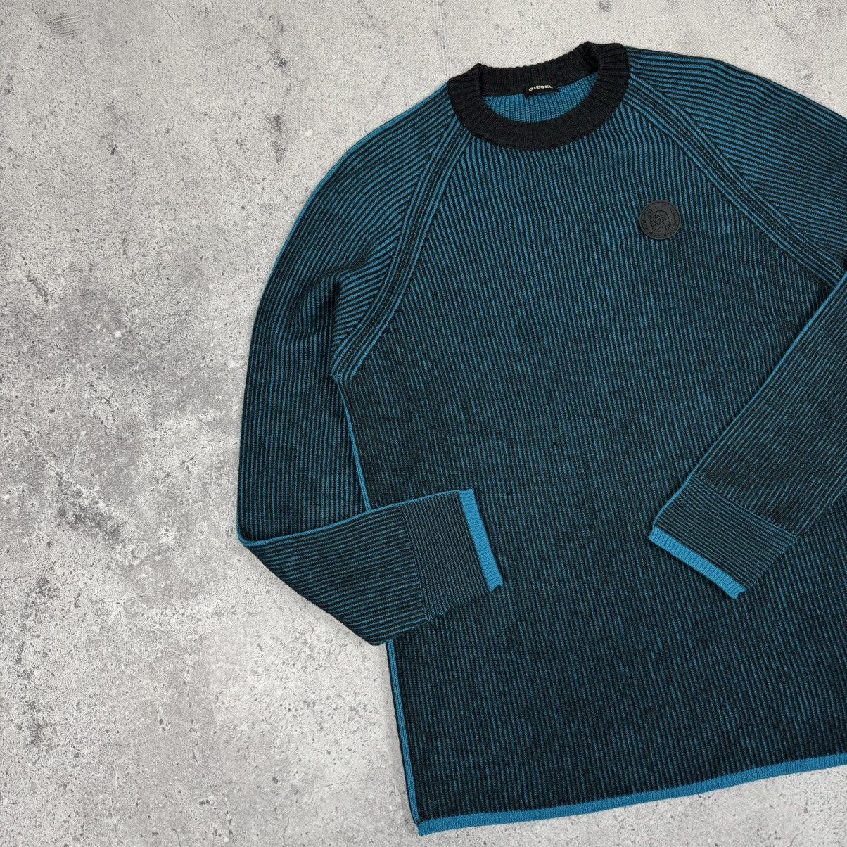 Diesel Diesel Ribbed Tight Knit Sweater Blue & Black Y2K Archive Size US L / EU 52-54 / 3 - 5 Thumbnail