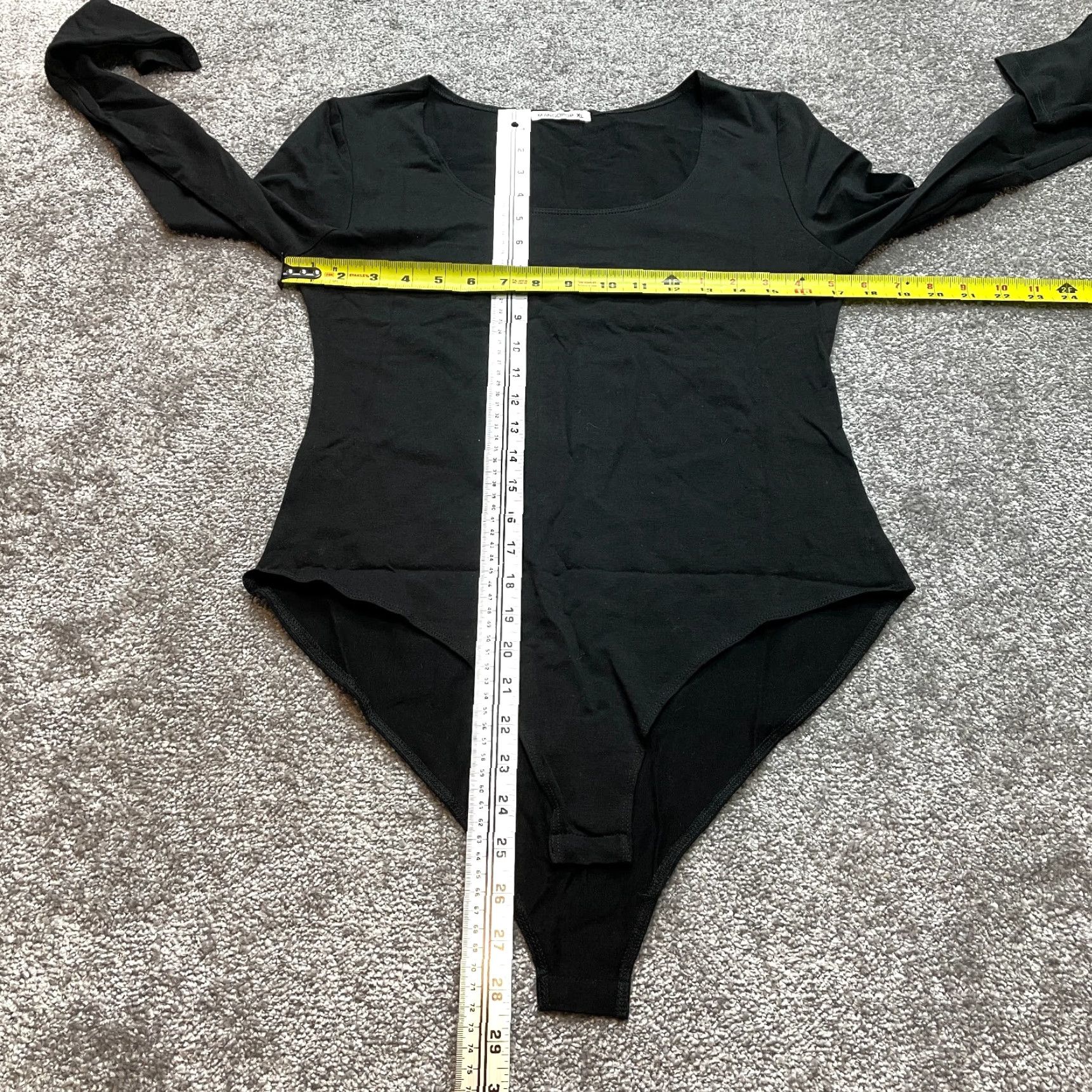 Vintage Mangopop Bodysuit Womens XL Black Long Sleeve Snap Button One Piece Soft New NWT Size XL / US 12-14 / IT 48-50 - 3 Thumbnail