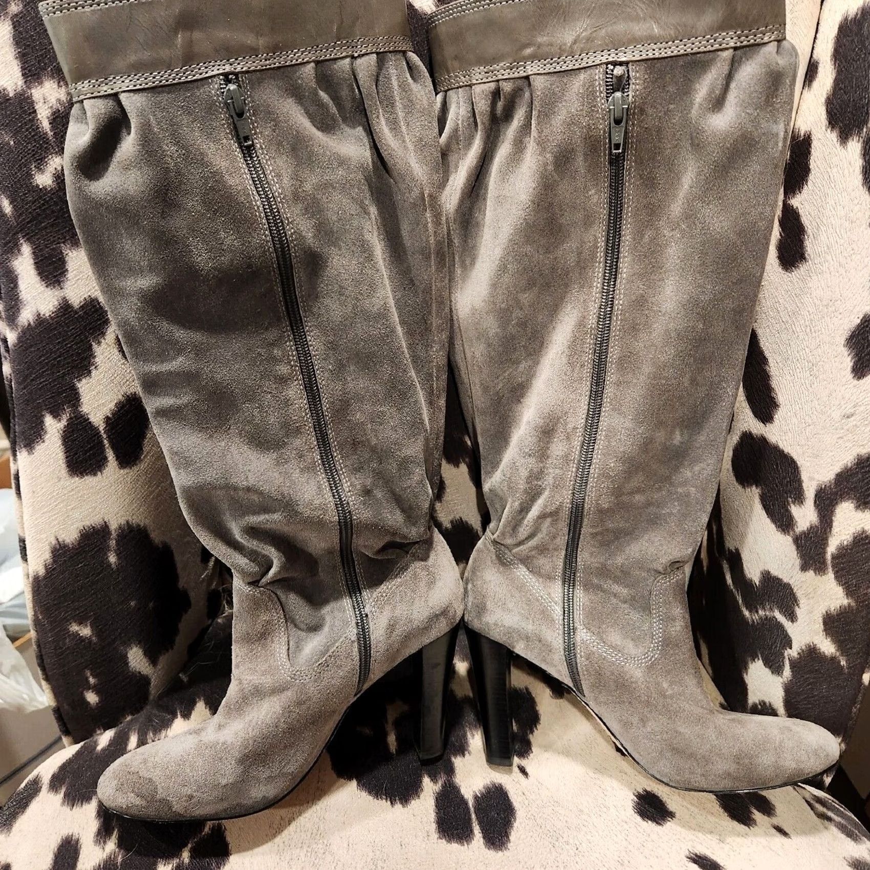 Michael Kors Michael Kors Gray Suede Slouchy Knee High Boots Side Zip Block Heel Womens 9 M Size US 9 / IT 39 - 7 Thumbnail
