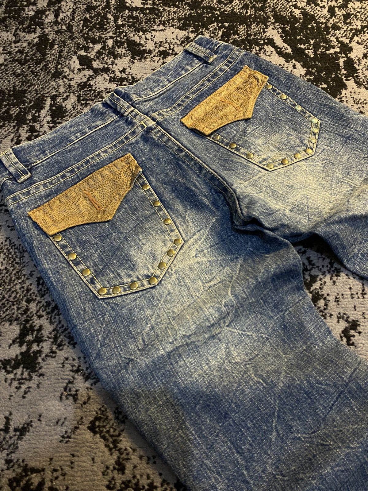 Tornado Mart 2000s Flared Studded Ozz First Japan Distressed Jeans 🔥 Size US 31 - 10 Thumbnail