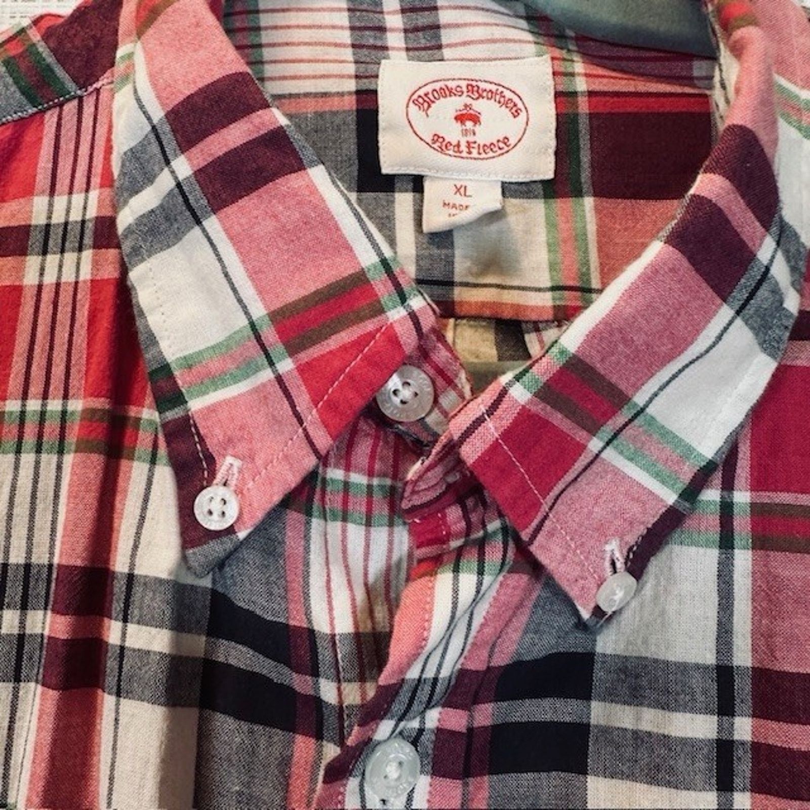 Brooks Brothers Brooks Brothers Red Fleece XL Button Shirt Red Plaid Cotton Size US XL / EU 56 / 4 - 3 Thumbnail