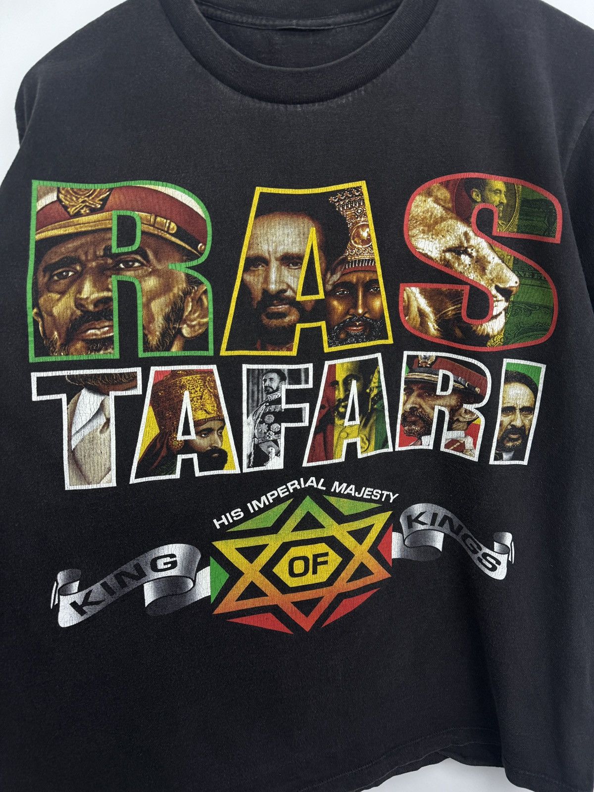 Bob Marley 🇪🇹 Vintage 90s Haile Selassie RasTafari Emperor Ethiopia King Size US L / EU 52-54 / 3 - 4 Thumbnail