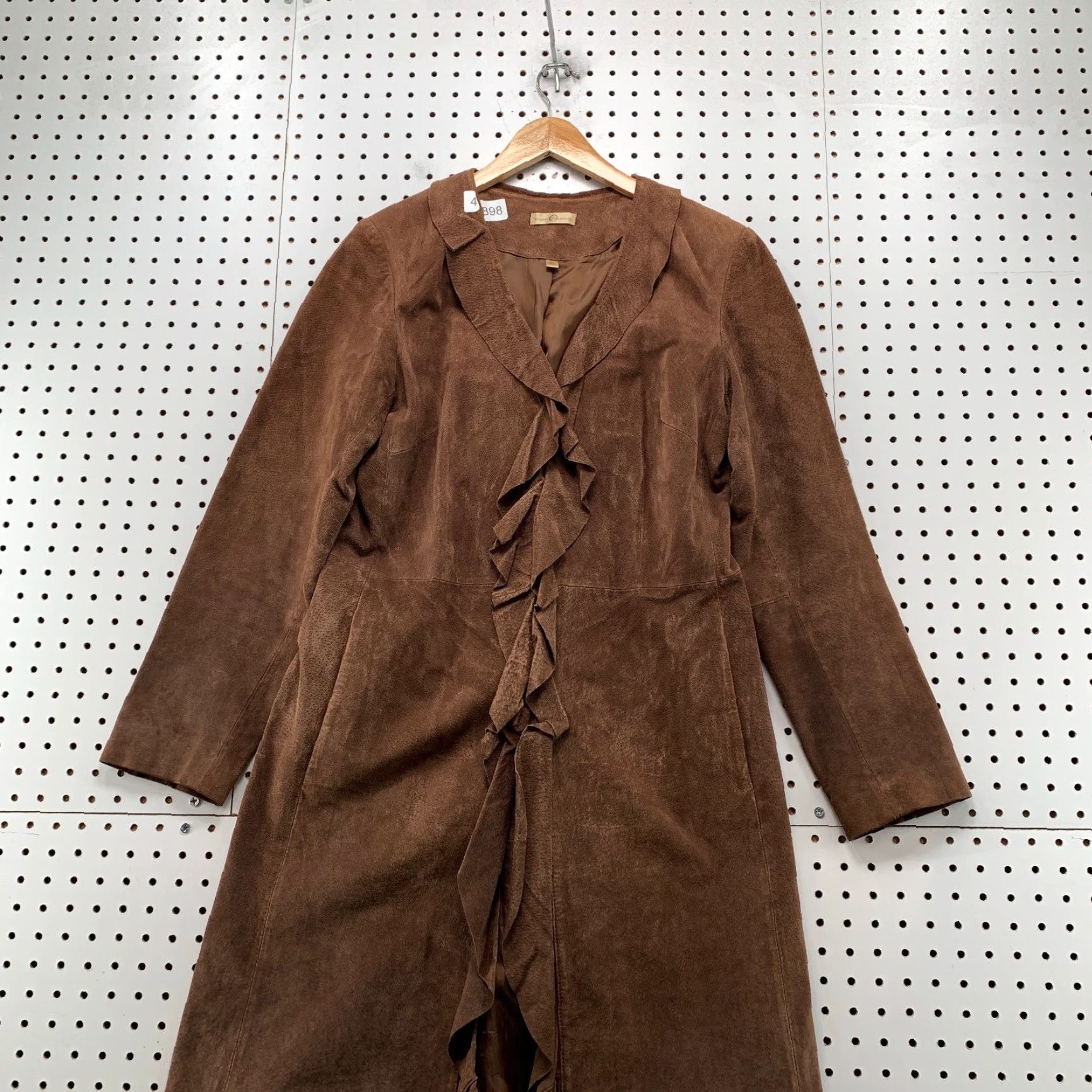 Wilson VINTAGE Wilsons Suede Penny Coat Womens Large Brown Long Ruffle Trim Overcoat Western Size L / US 10 / IT 46 - 6 Thumbnail