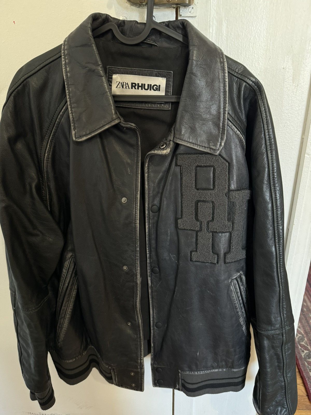 Rhude × Zara Rhuigi x Zara Leather Varsity Jacket | Grailed